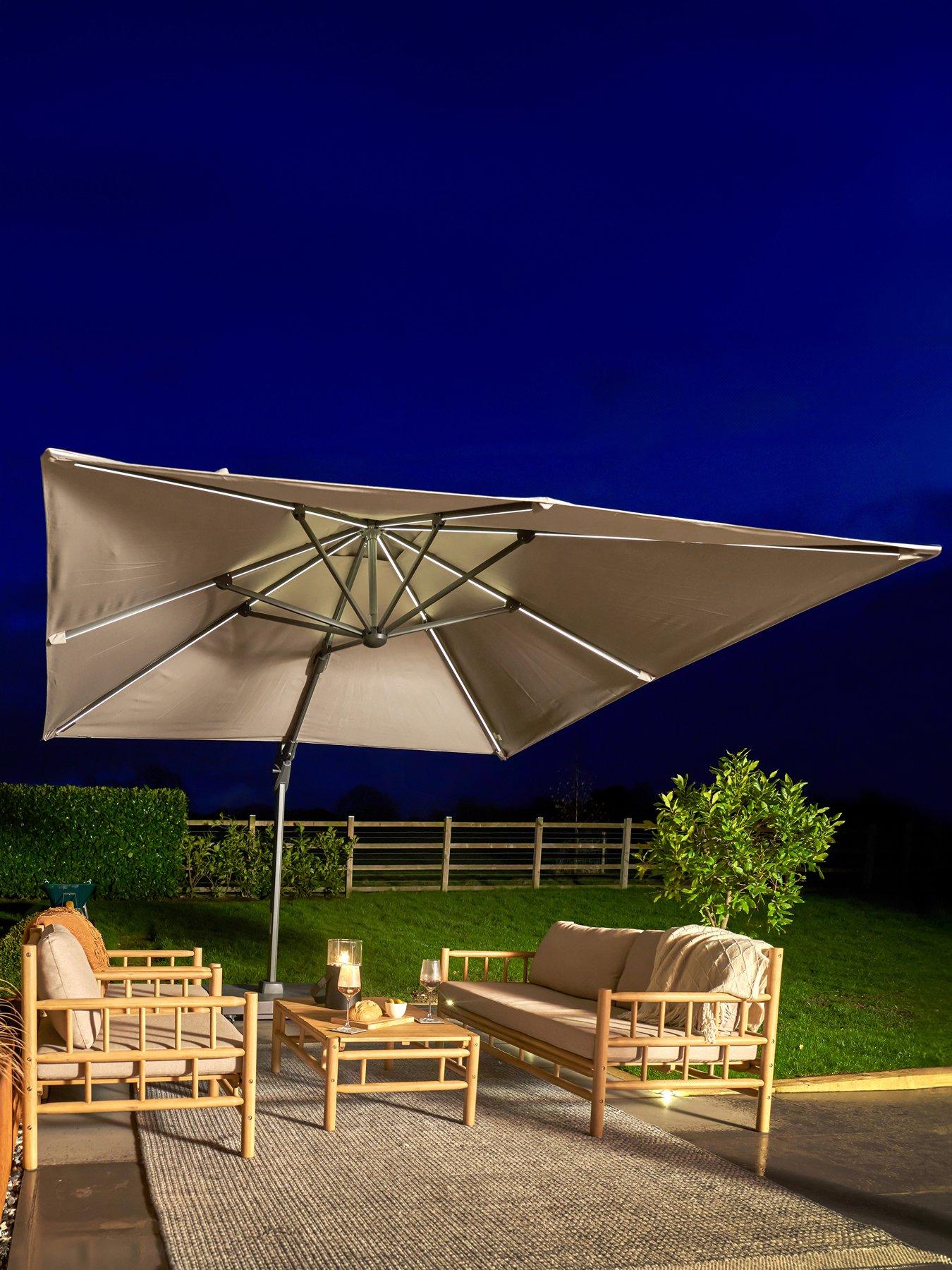 undefined Glow Challenger T2 3m Square Champagne Free Arm Parasol