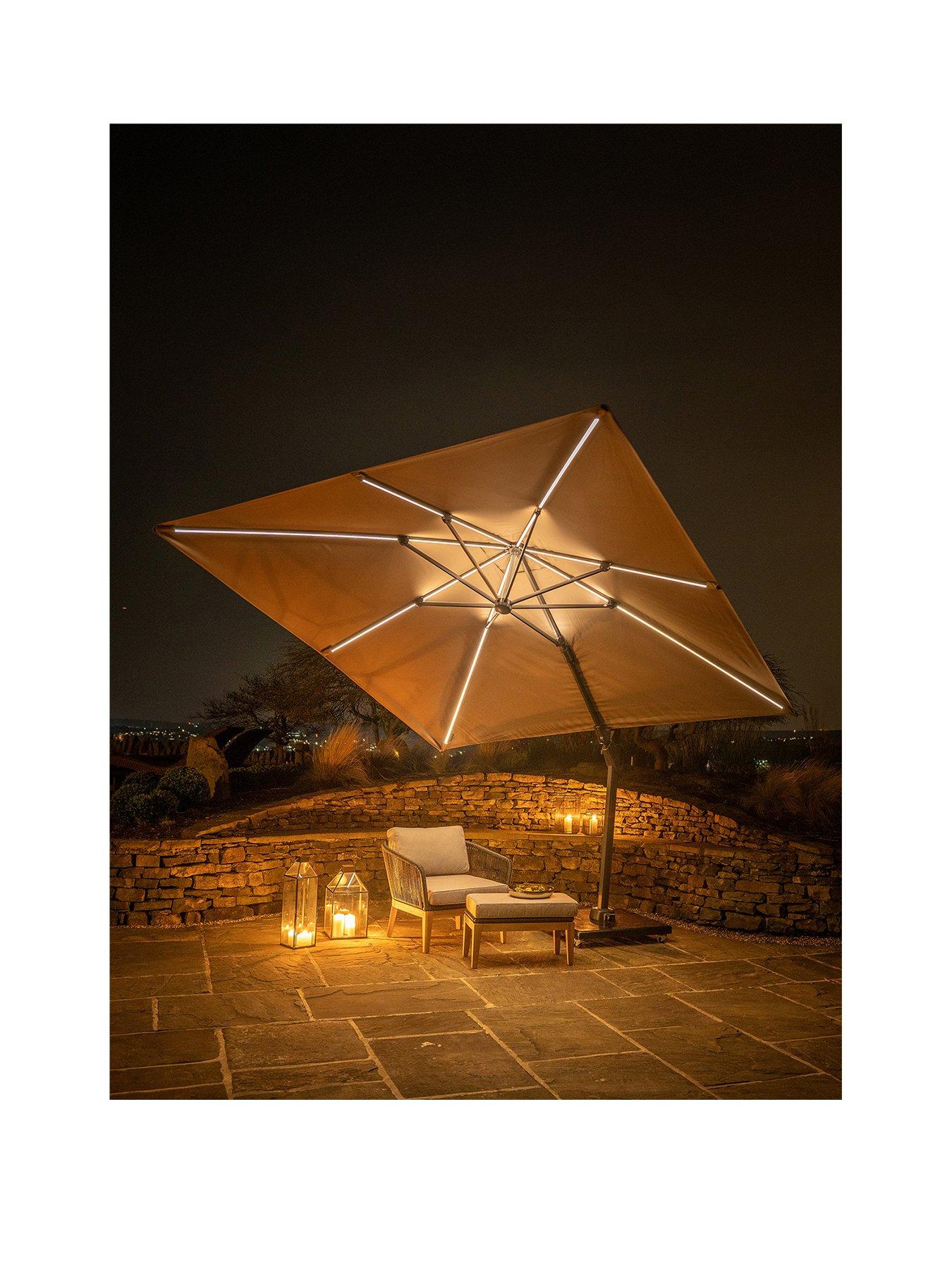 Pacific Lifestyle Glow Challenger T2 3m Square Taupe Free Arm Parasol