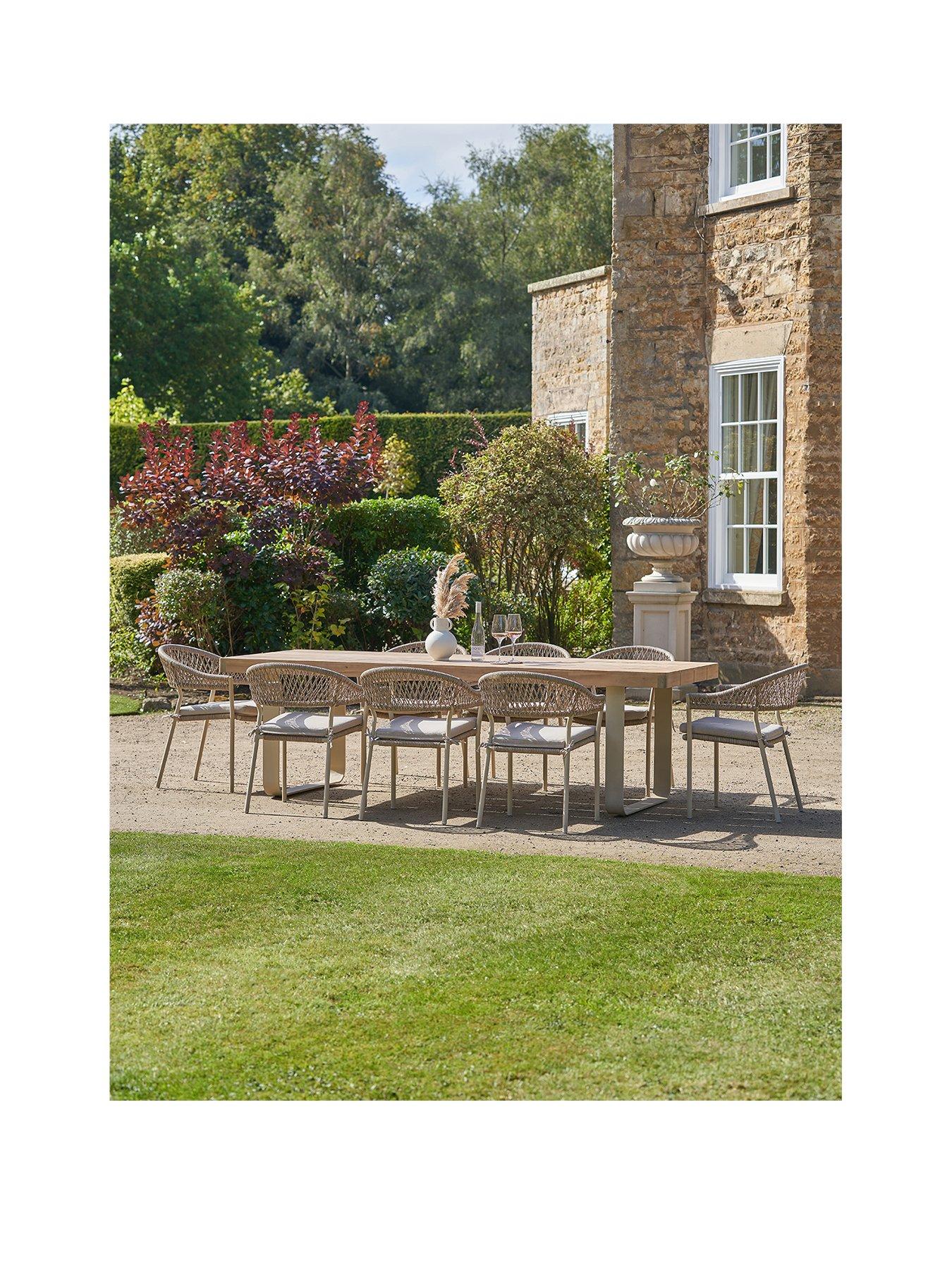 undefined Osaka Outdoor 8 Seater Dining Set Latte