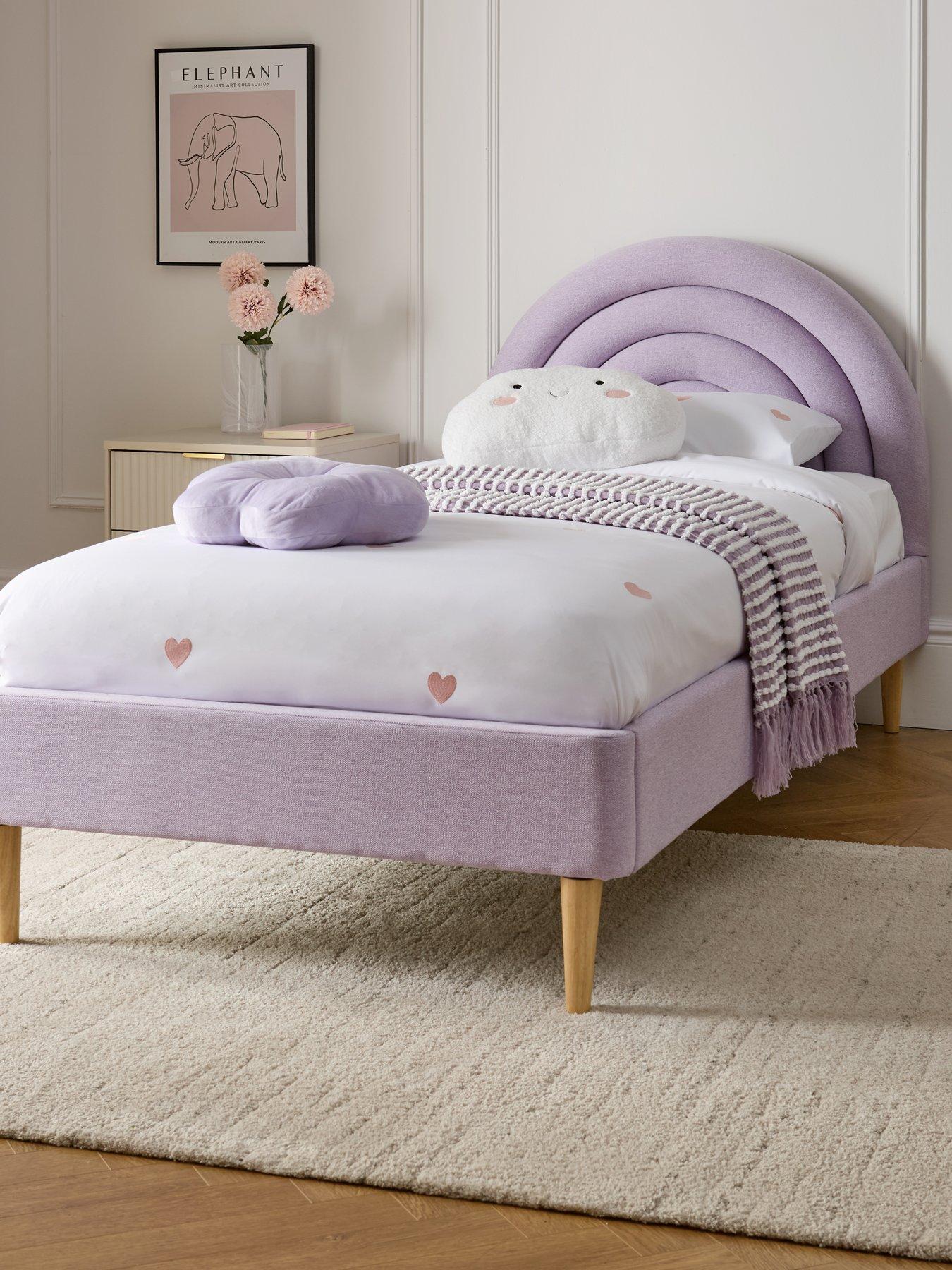 Very Home Rainbow Children's Single Bed Frame with Mattress Options (Buy and SAVE!) - Lilac - FSC® Certified