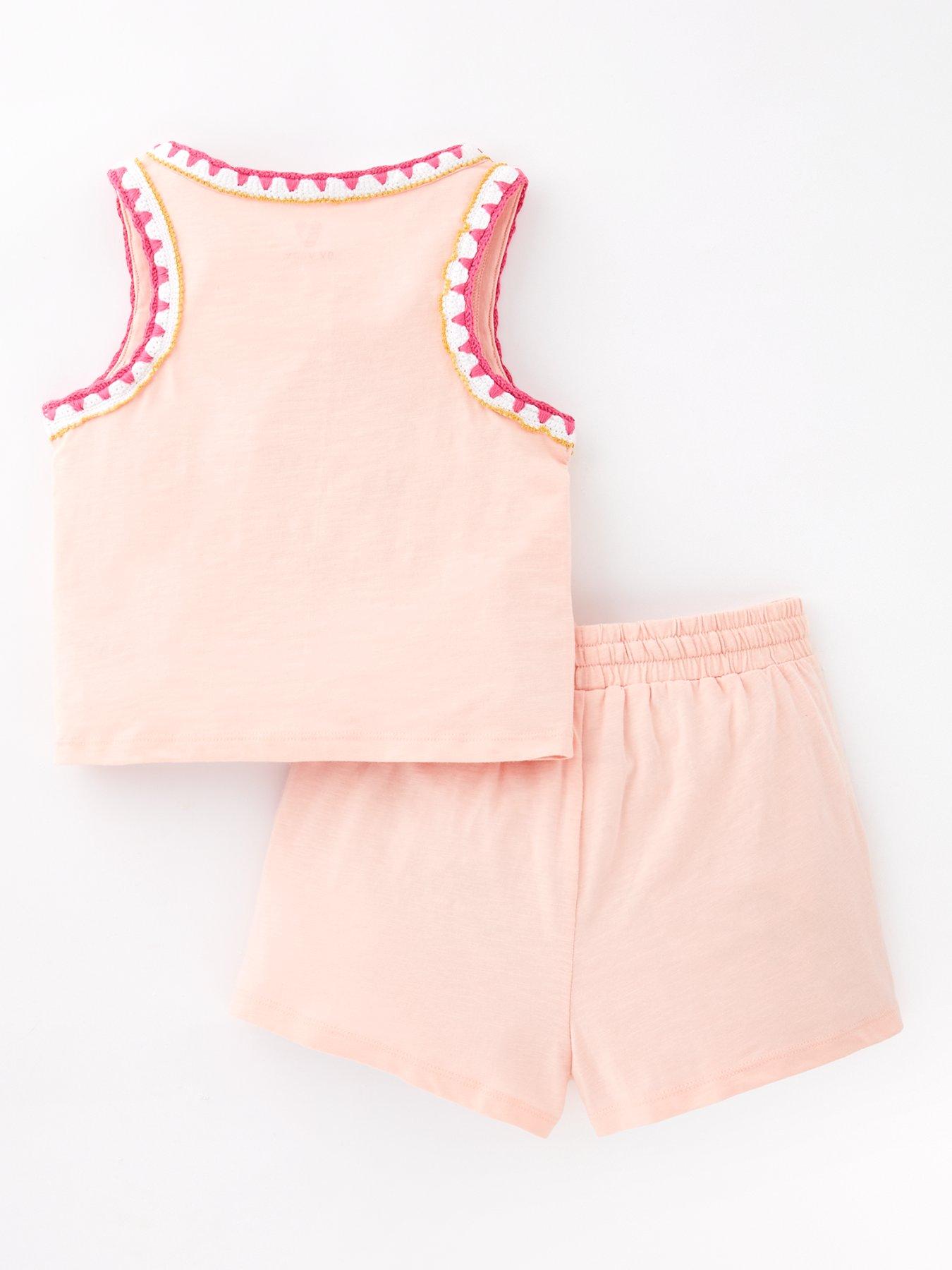 back image of v-by-very-girls-stitch-edge-t-shirt-and-short-set-multi