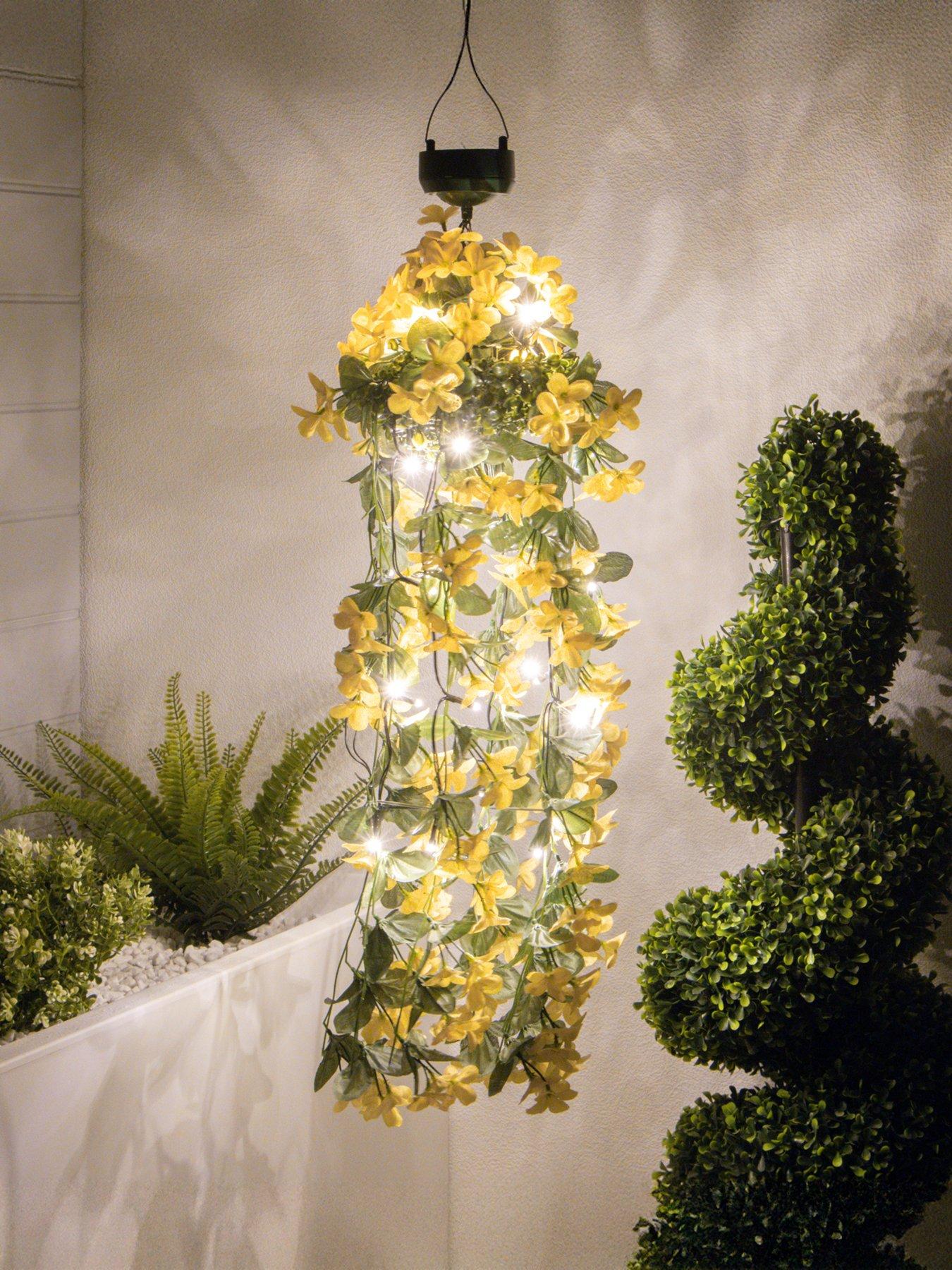  image of streetwize-solar-hanging-primrose-flower-lights-yellow-30-led