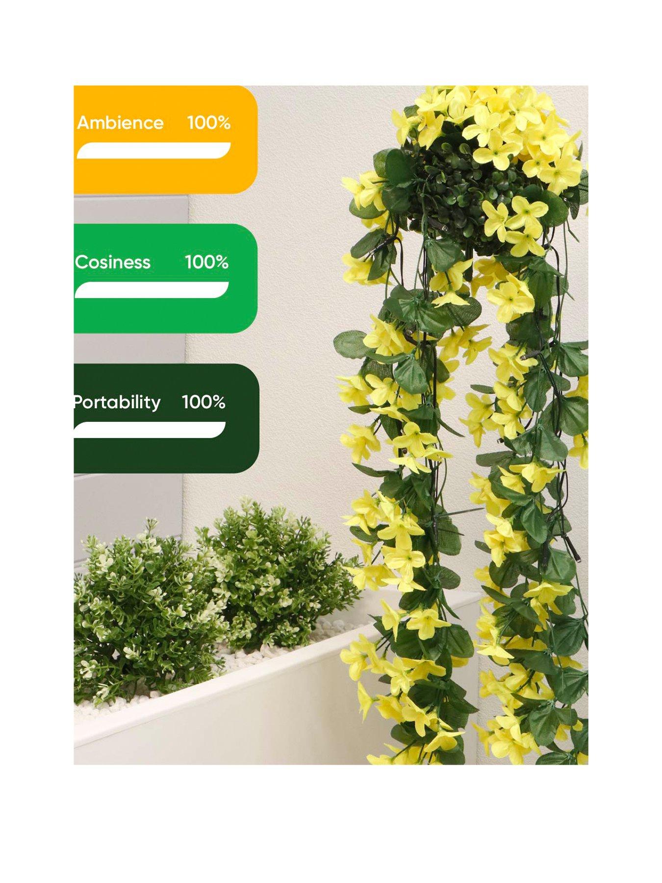  image of streetwize-solar-hanging-primrose-flower-lights-yellow-30-led