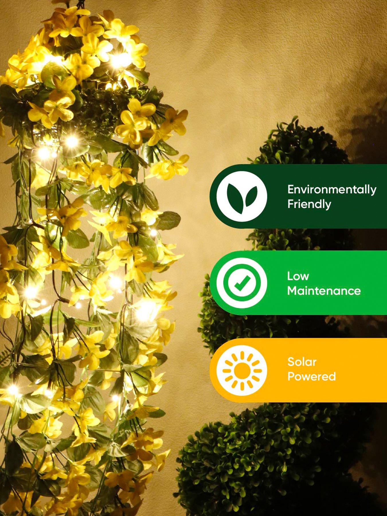  image of streetwize-solar-hanging-primrose-flower-lights-yellow-30-led