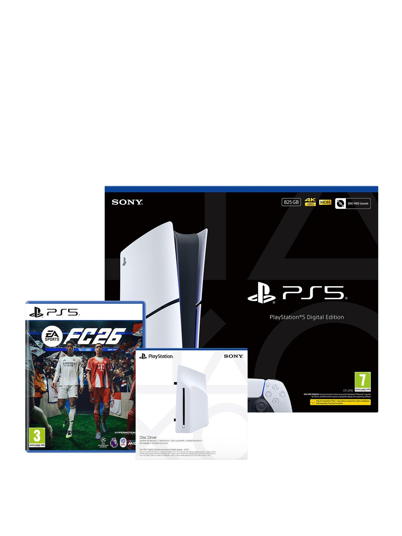 PlayStation 5 Digital Edition – 825GB with EA SPORTS FC™ 26  &  Disc Drive
