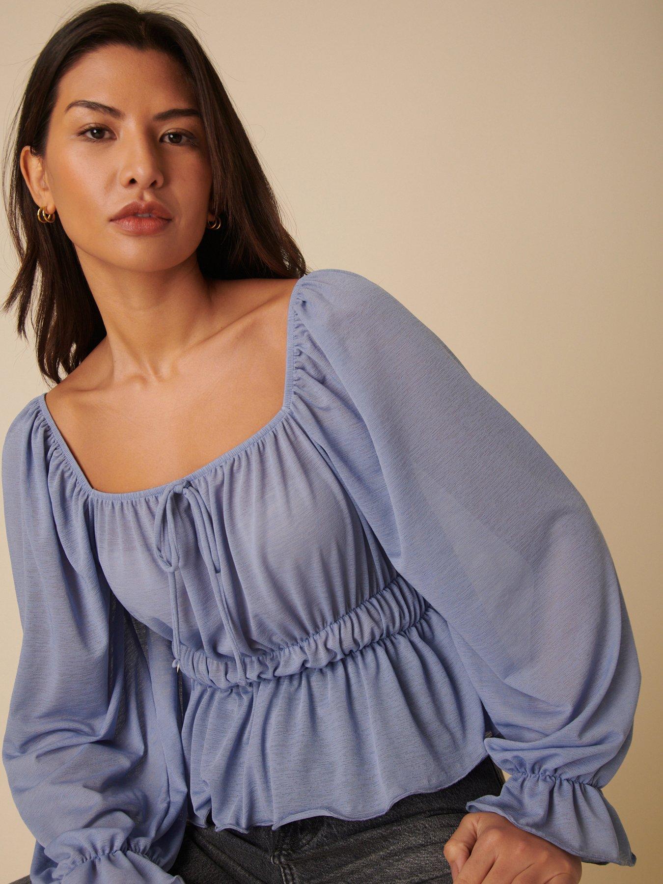 nobodys-child-square-neck-blouse-blue
