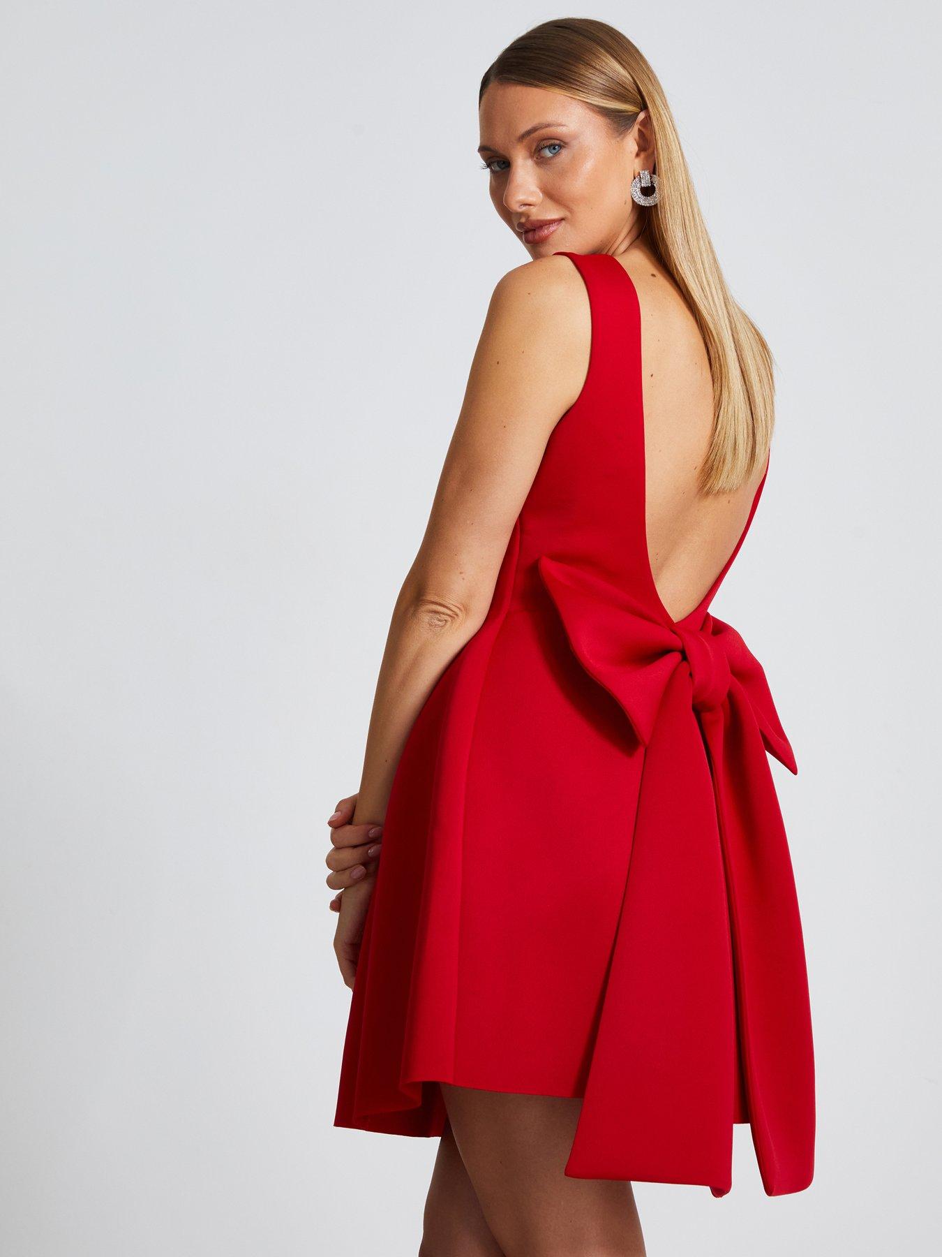 Quiz Red Bow Skater Dress | Littlewoods