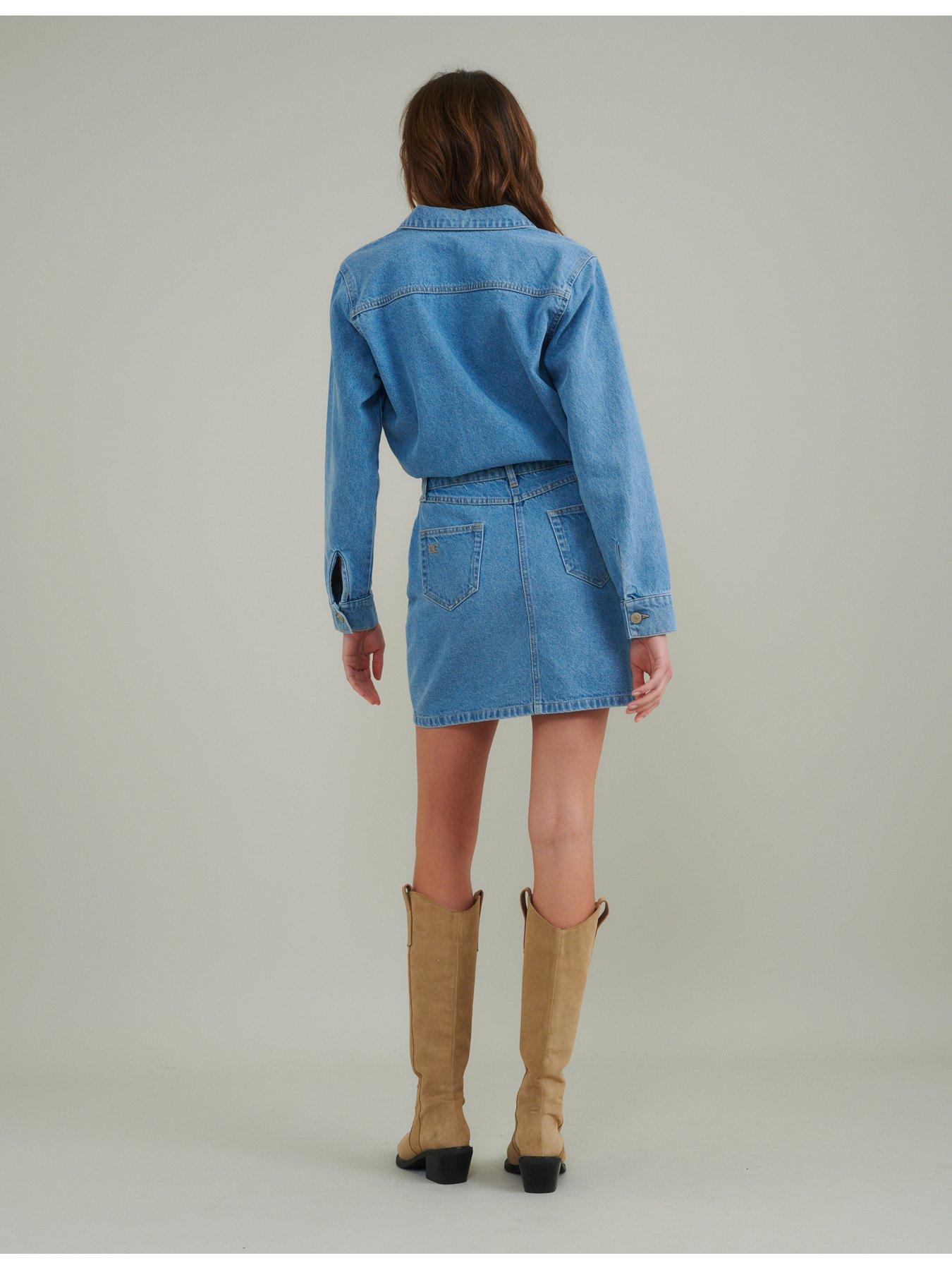  image of nobodys-child-denim-galveston-mini-shirt-dress-blue