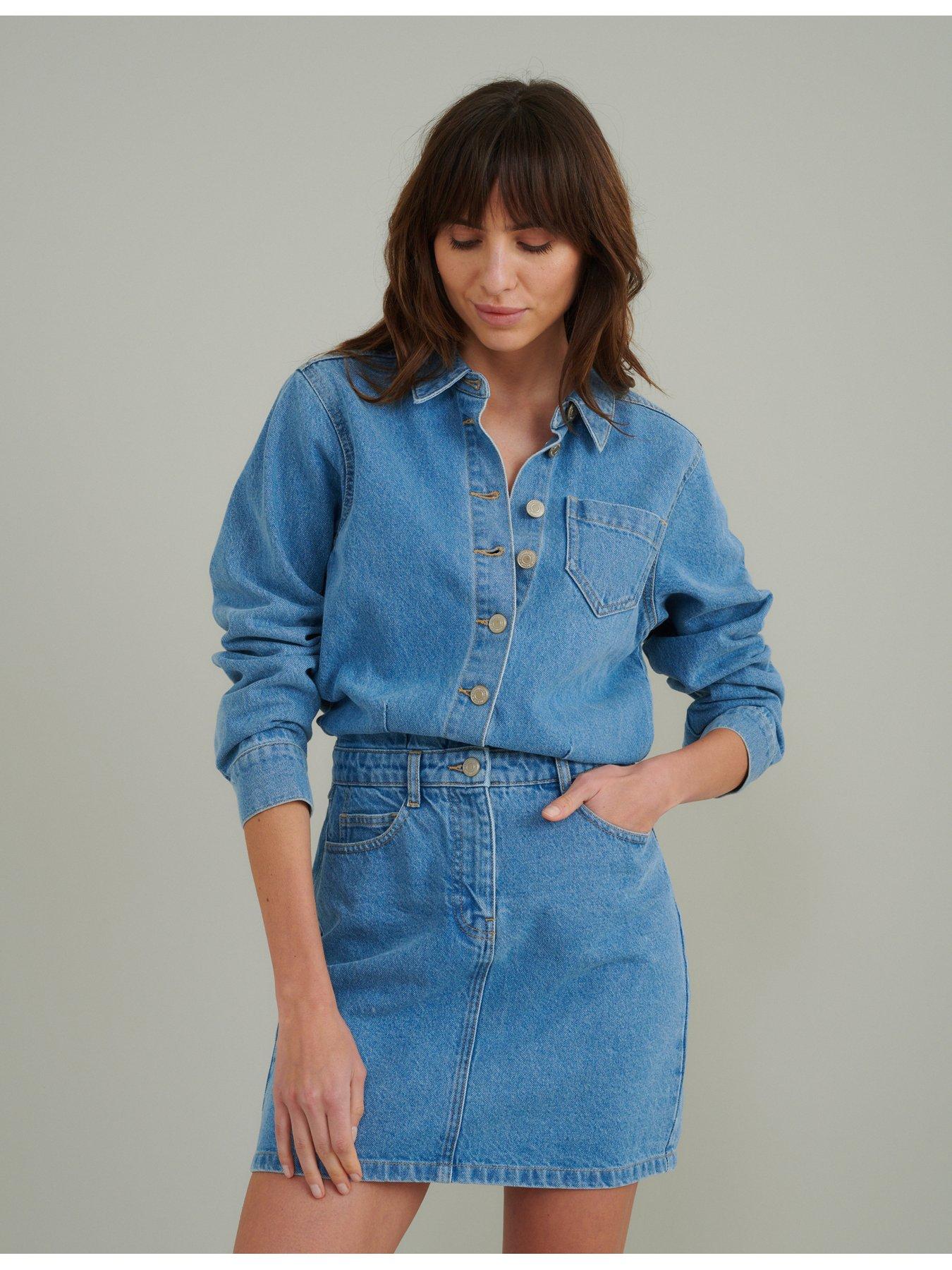  image of nobodys-child-denim-galveston-mini-shirt-dress-blue