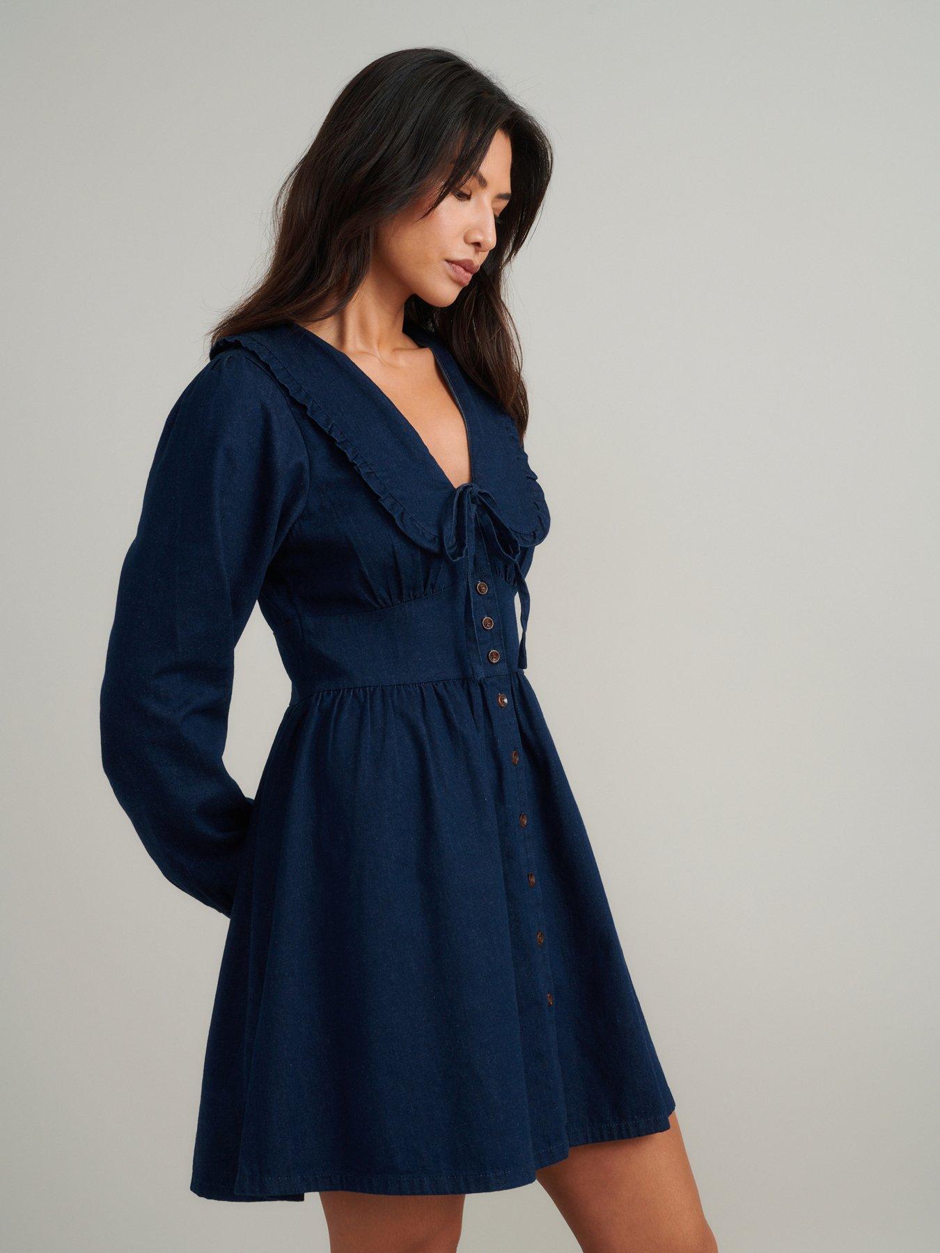 undefined Denim Ottilie Mini Dress - Dark Blue