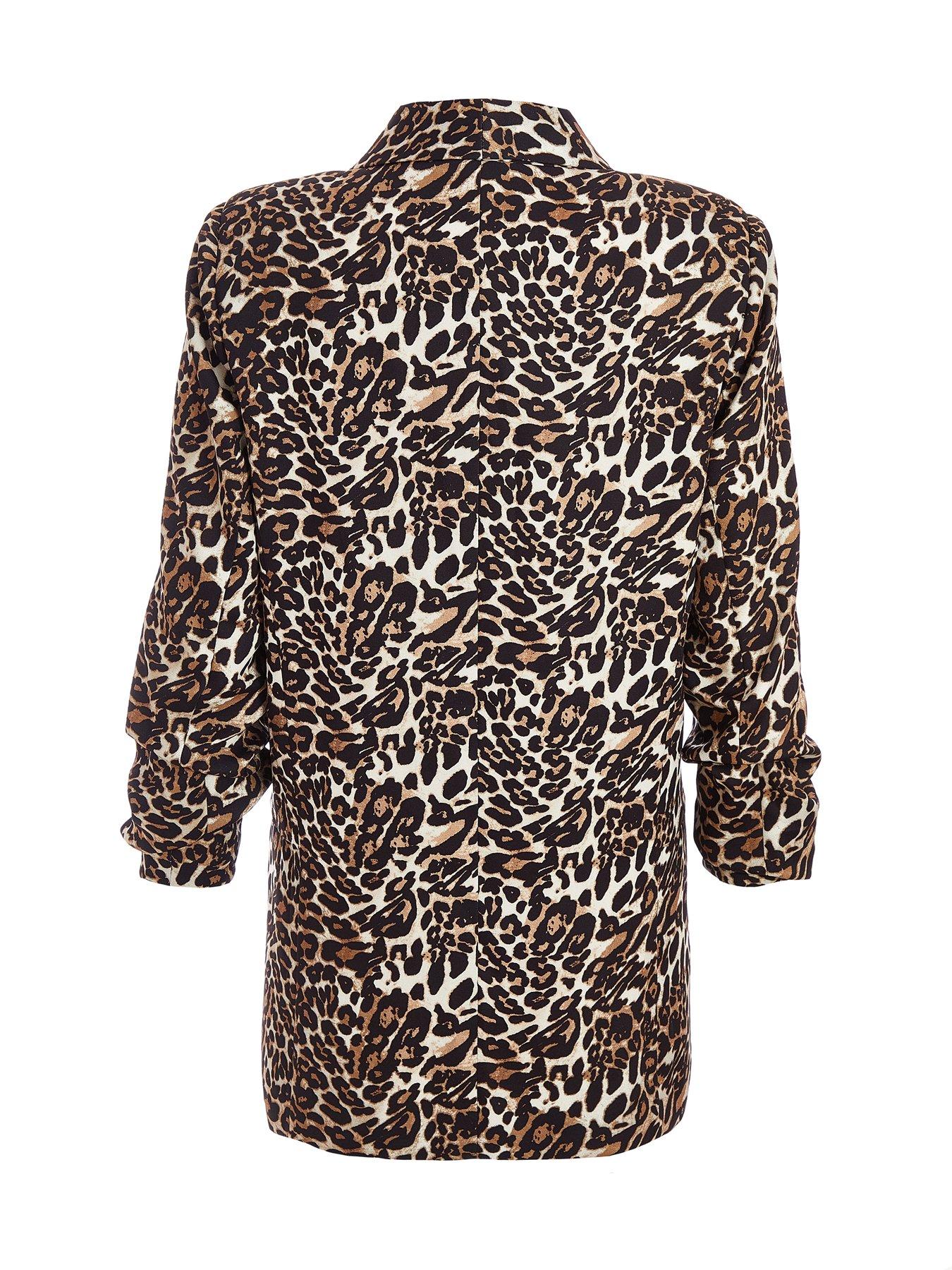  image of quiz-brown-leopard-print-blazer
