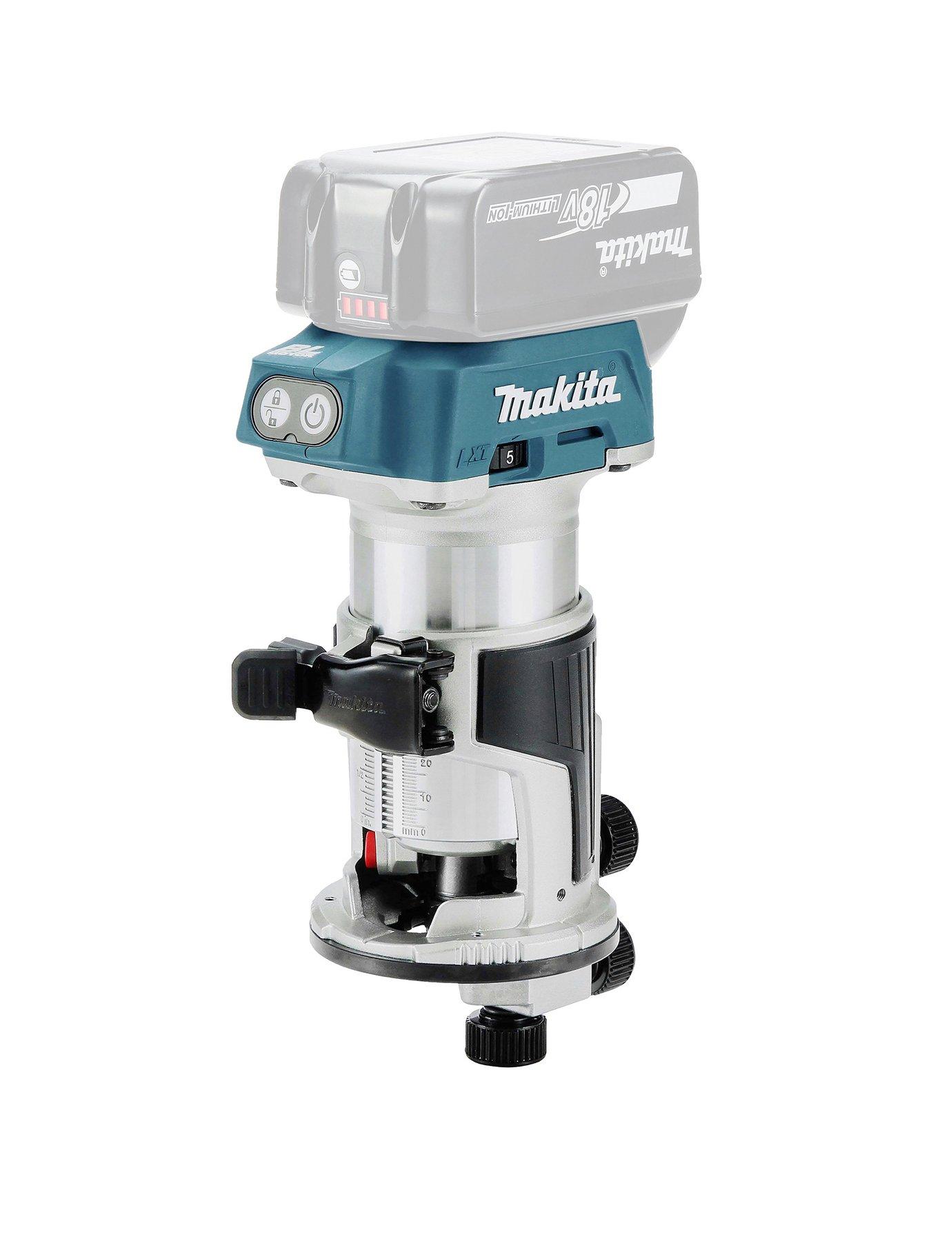 Makita 18V Router/Trimmer with Trimmer base, straight guide in Makpac case