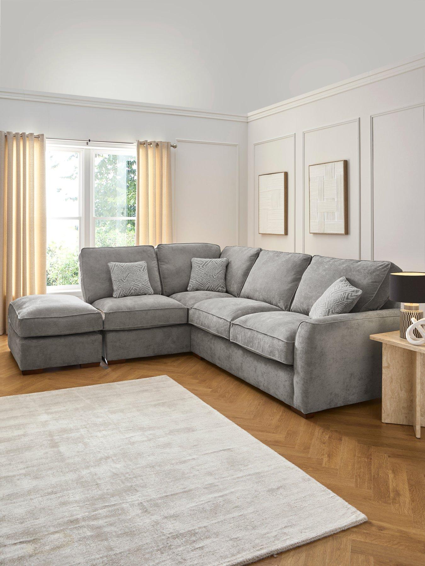 The Very Collection Treviso Left Hand Corner Fabric Chaise with Footstool - Made to Order in the UK - FSC® Certified