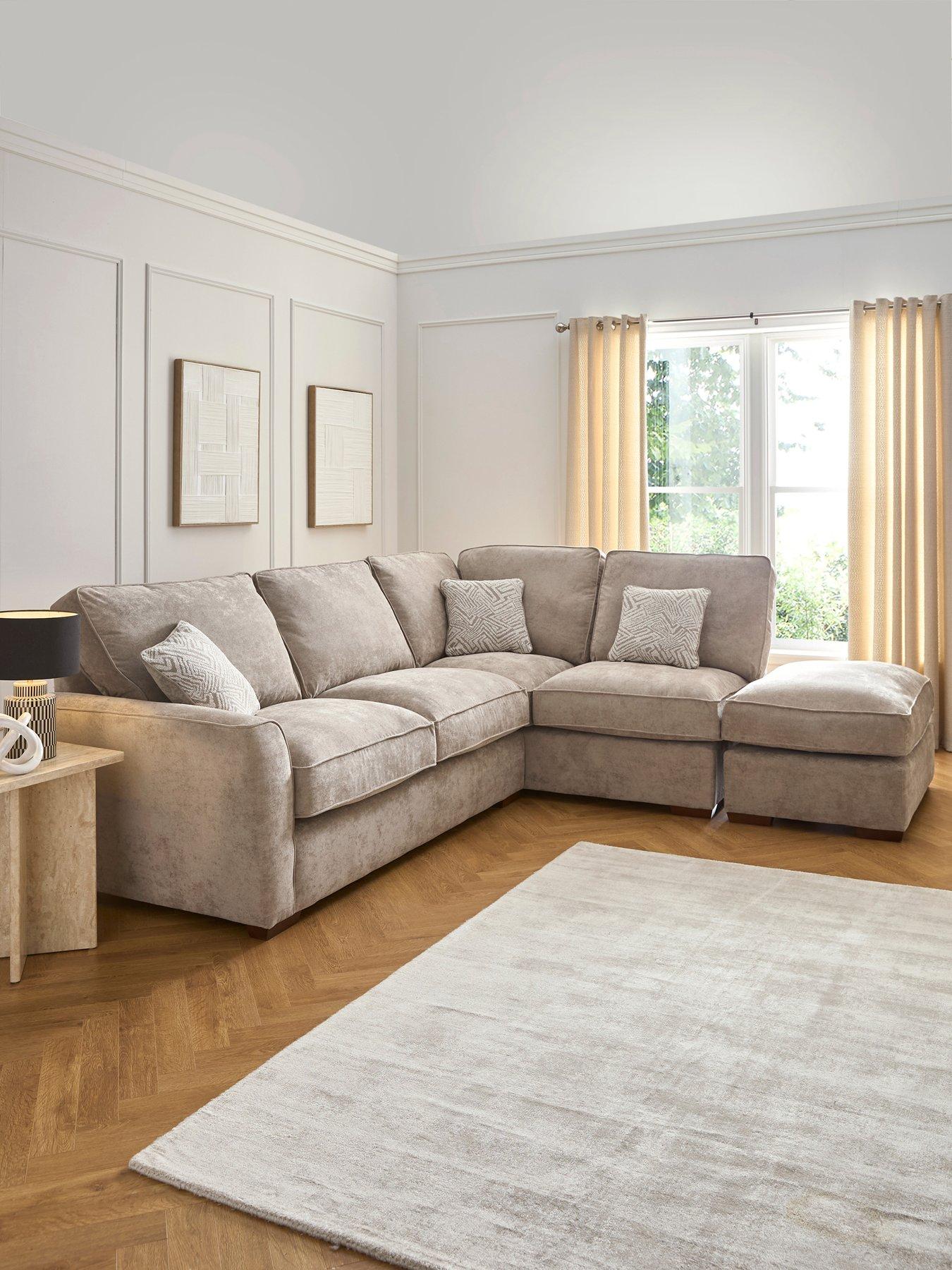 The Very Collection Treviso Right Hand Corner Fabric Chaise with Footstool - Made to Order in the UK - FSC® Certified