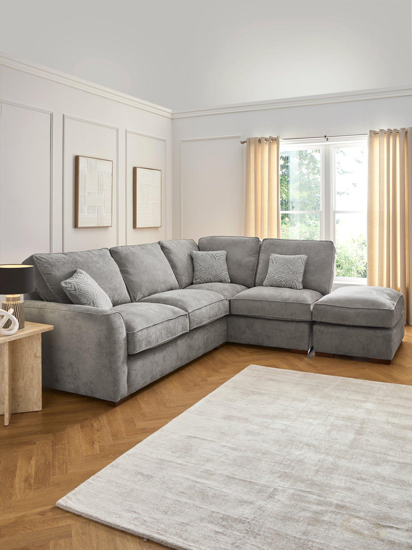 undefined Treviso Right Hand Corner Fabric Chaise with Footstool - Made to Order in the UK