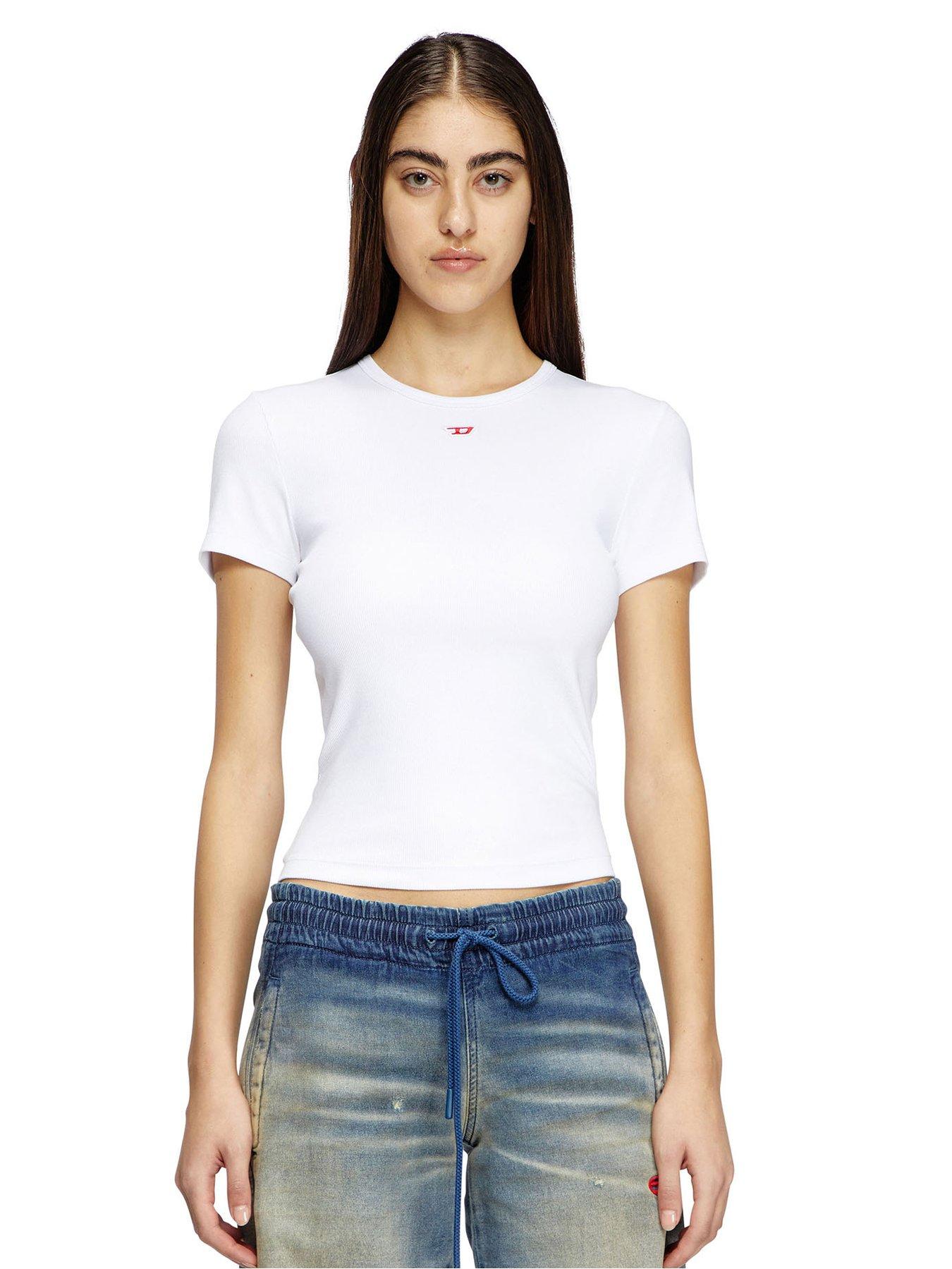 Image 1 of 4 of Diesel T-ele-long-d Small Logo T-shirt - White