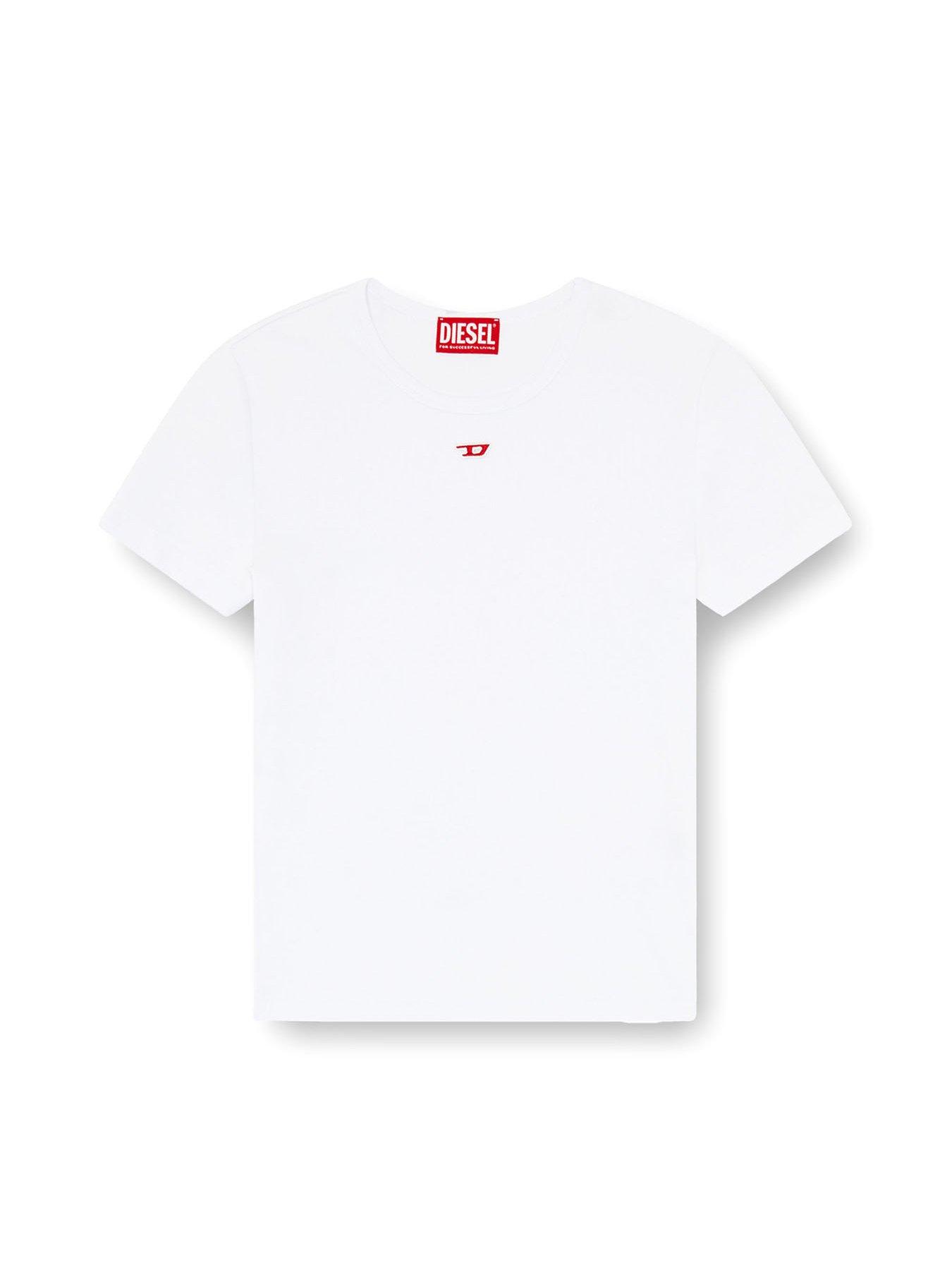 Image 4 of 4 of Diesel T-ele-long-d Small Logo T-shirt - White