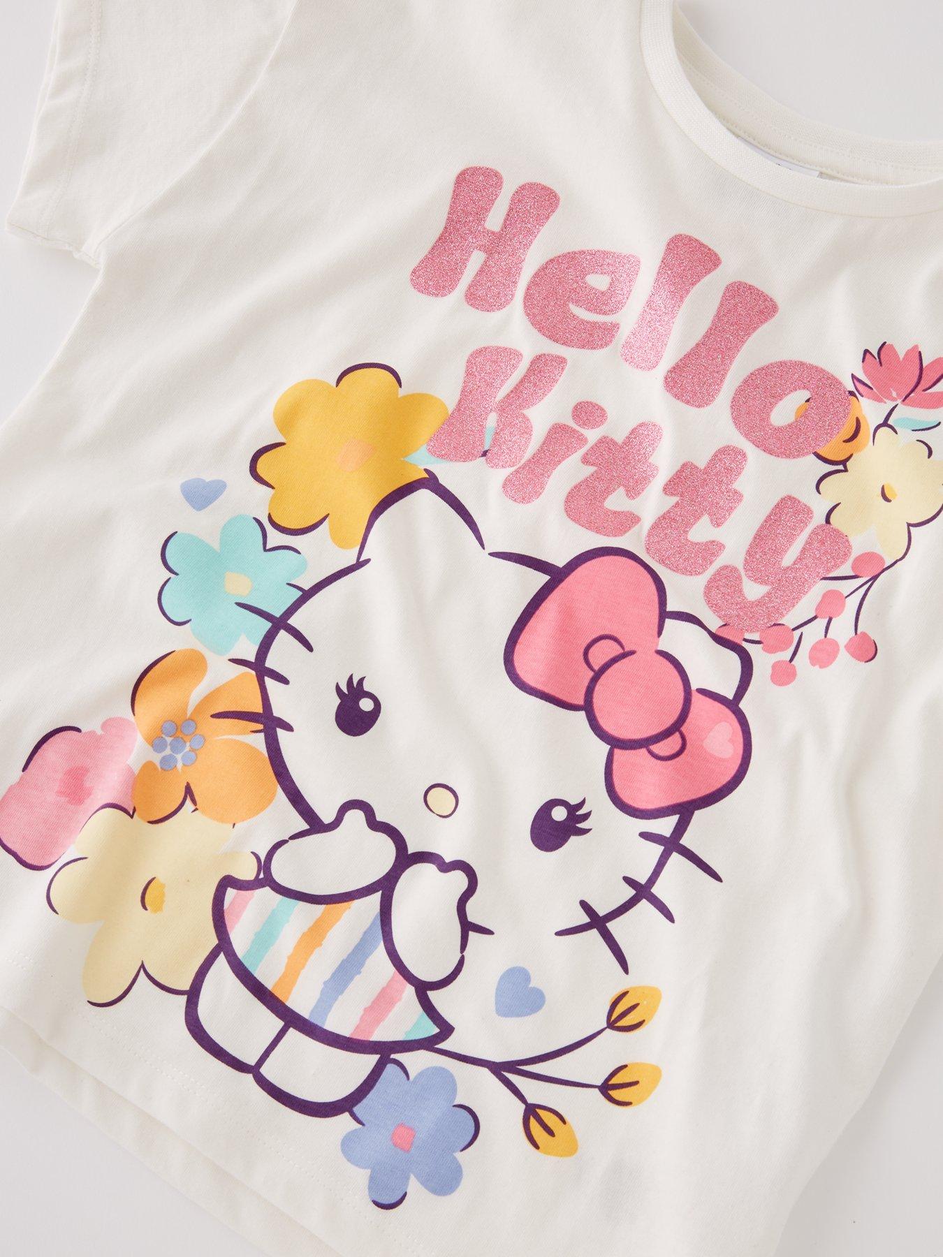  image of hello-kitty-short-sleeve-striped-pyjamas-multi