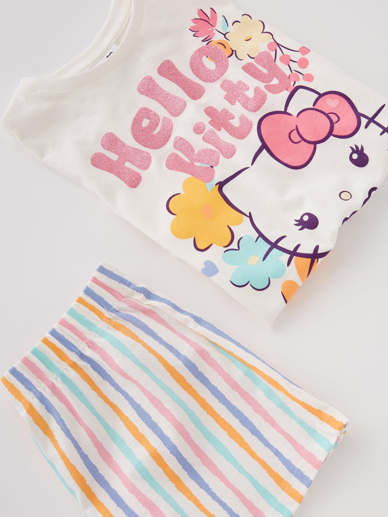  image of hello-kitty-short-sleeve-striped-pyjamas-multi