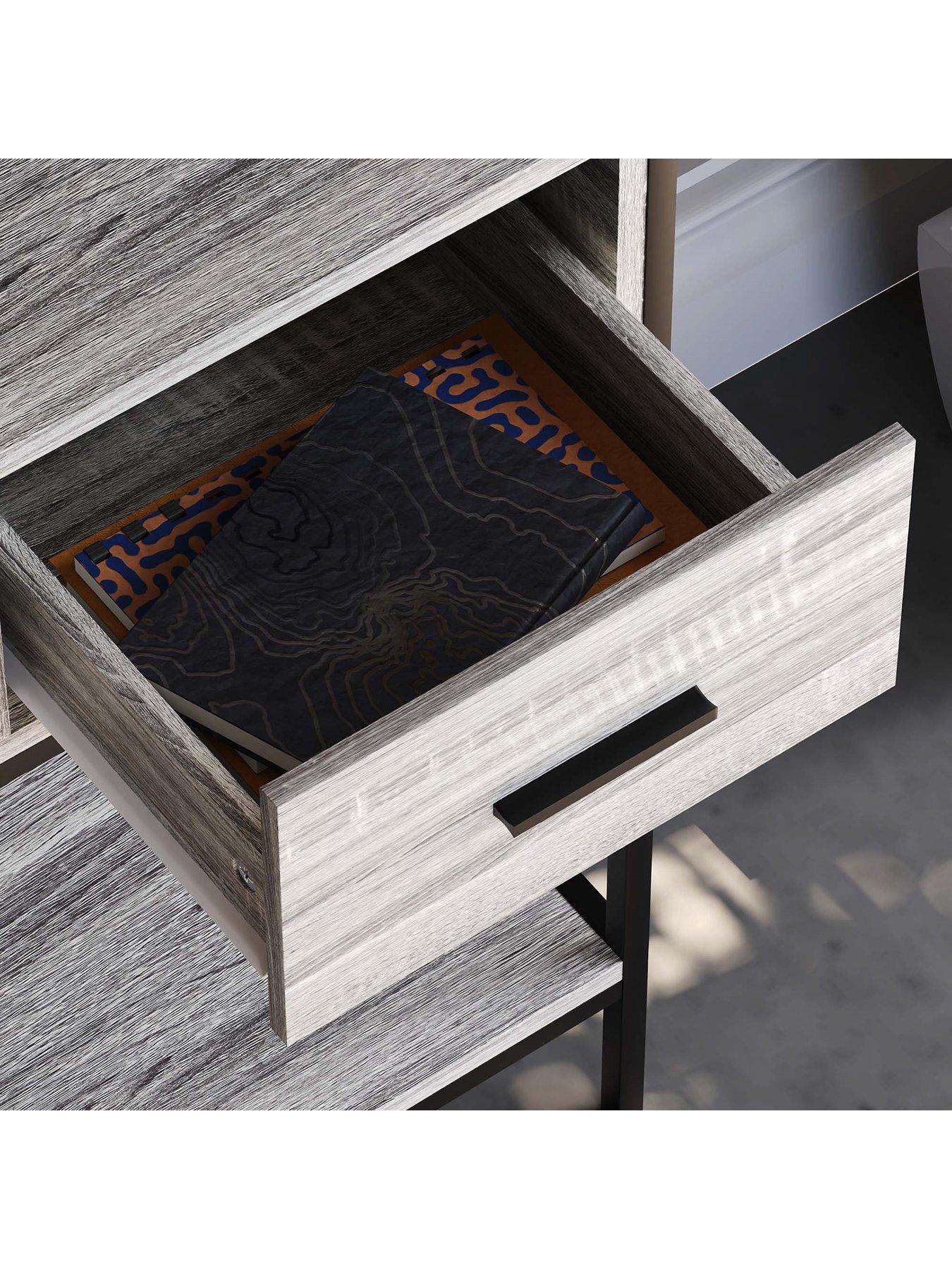  image of vida-designs-brooklyn-3-drawer-console-table-grey-oak