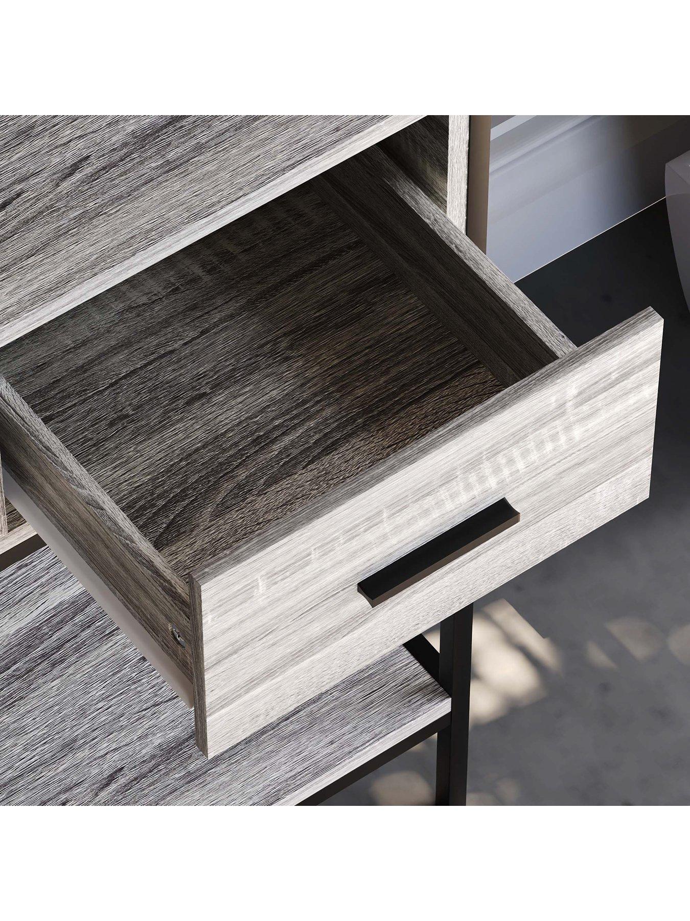  image of vida-designs-brooklyn-3-drawer-console-table-grey-oak