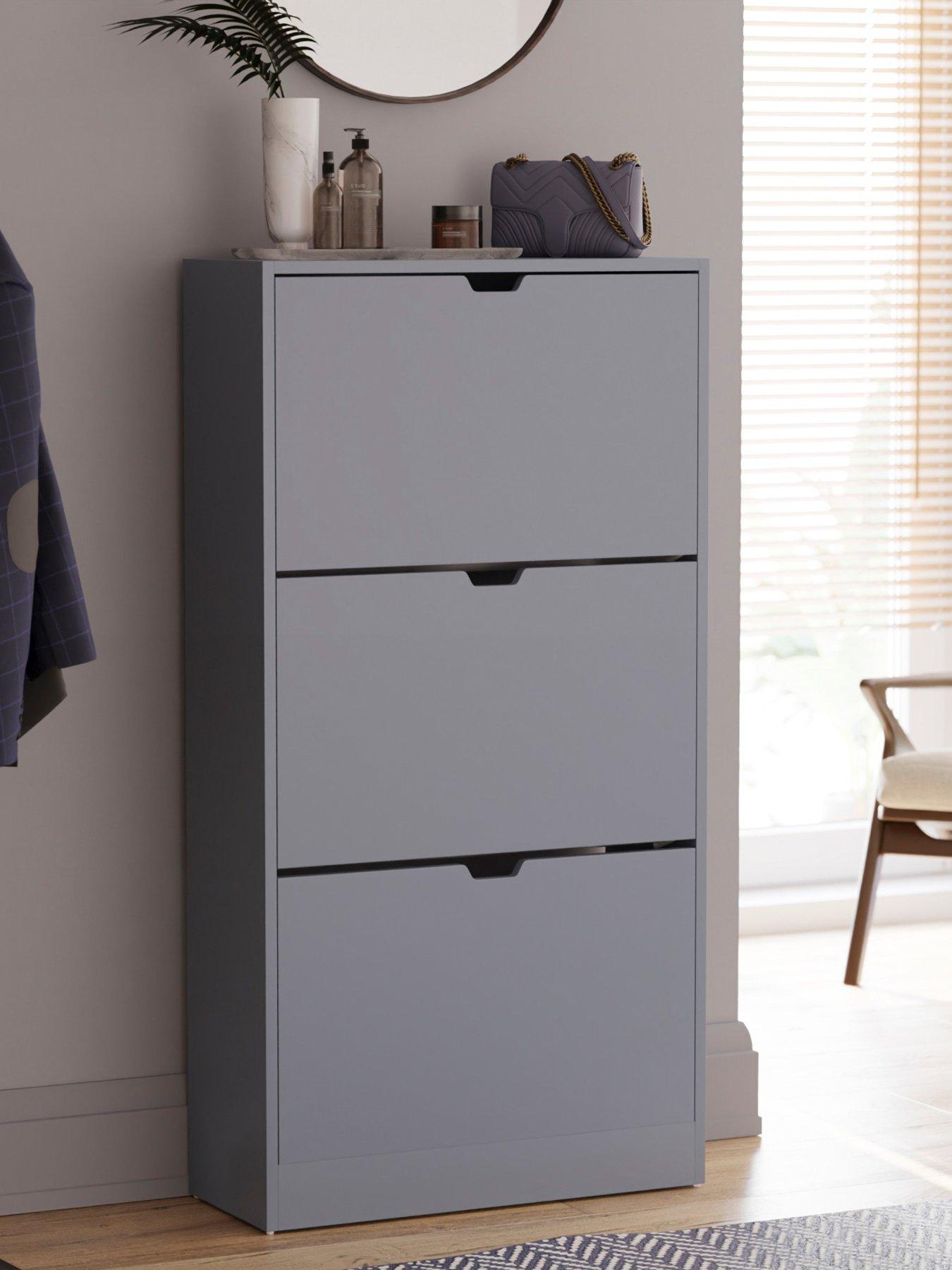 Image 1 of 7 of Vida Designs Cove&nbsp;3 Drawer Shoe Cabinet - Grey&nbsp;- FSC&reg; Certified