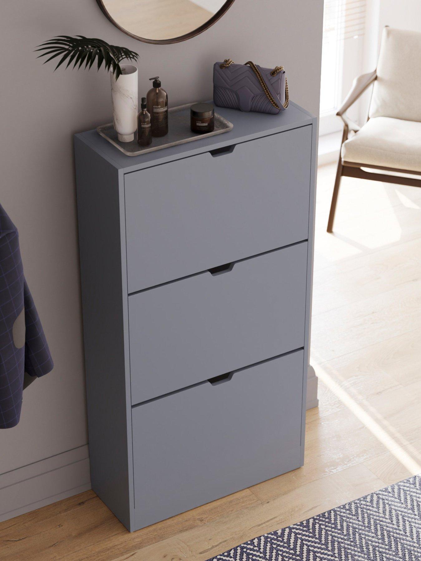  image of vida-designs-covenbsp3-drawer-shoe-cabinet-greynbsp--fscreg-certified