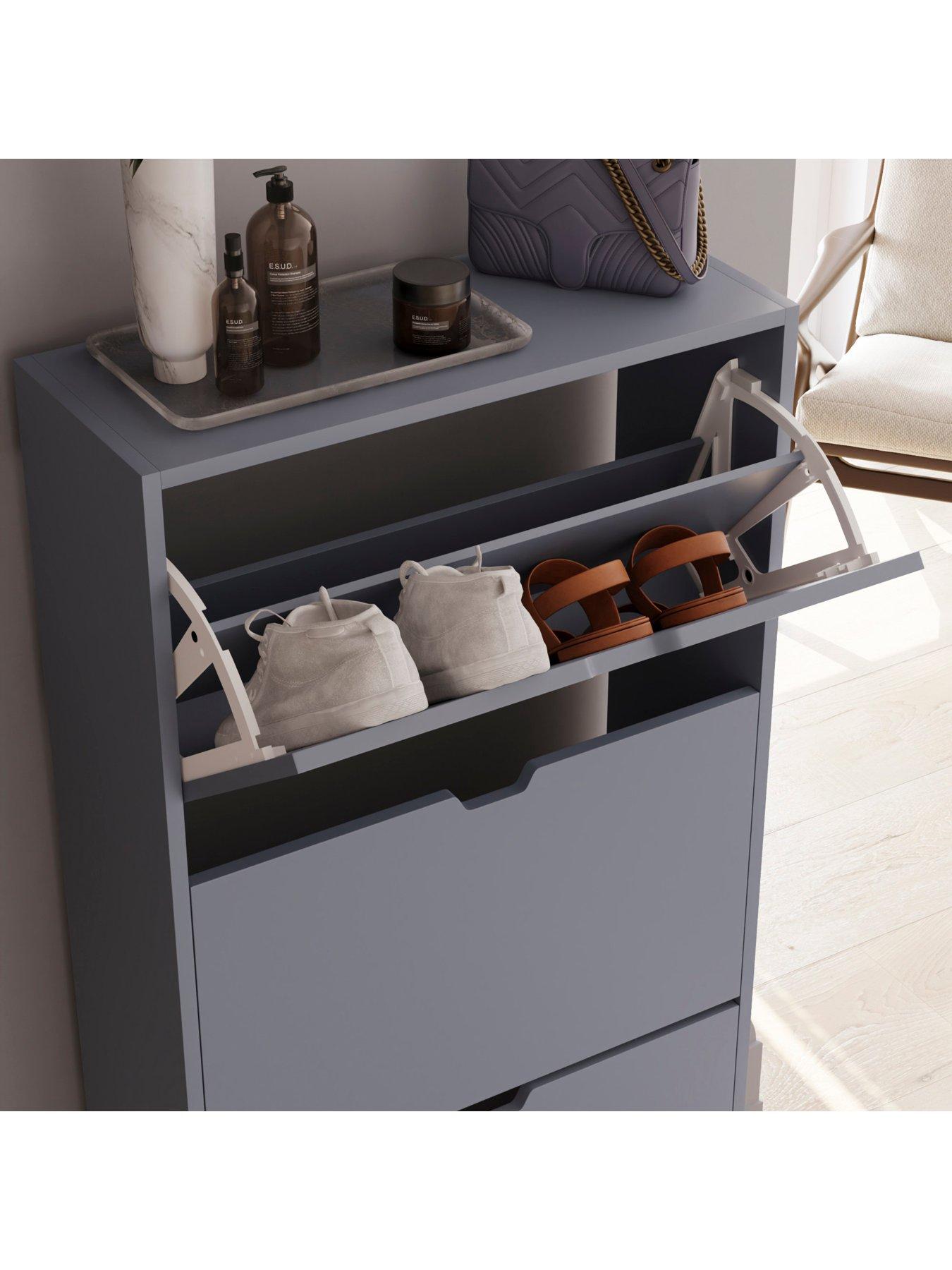  image of vida-designs-covenbsp3-drawer-shoe-cabinet-greynbsp--fscreg-certified