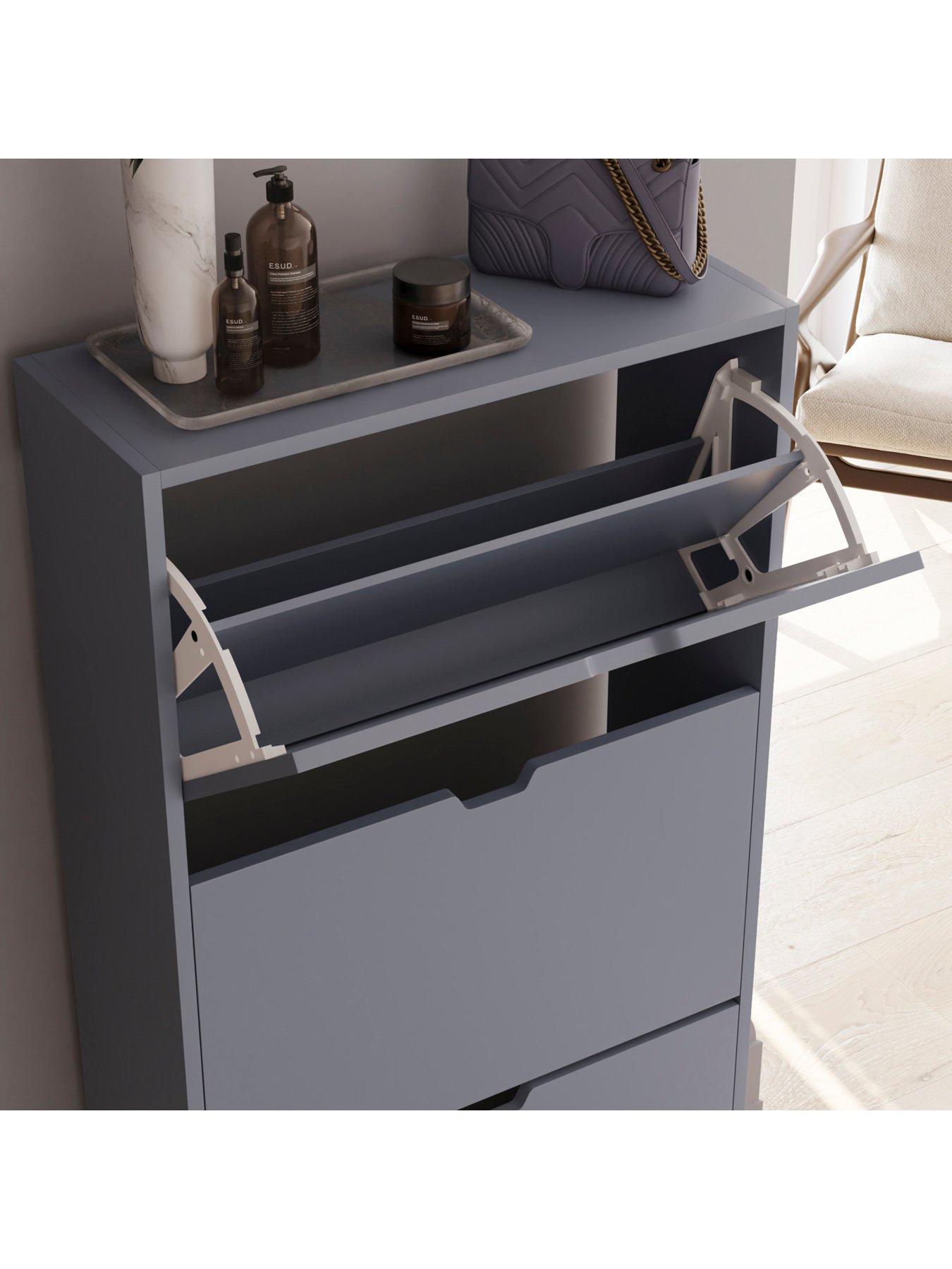  image of vida-designs-covenbsp3-drawer-shoe-cabinet-greynbsp--fscreg-certified