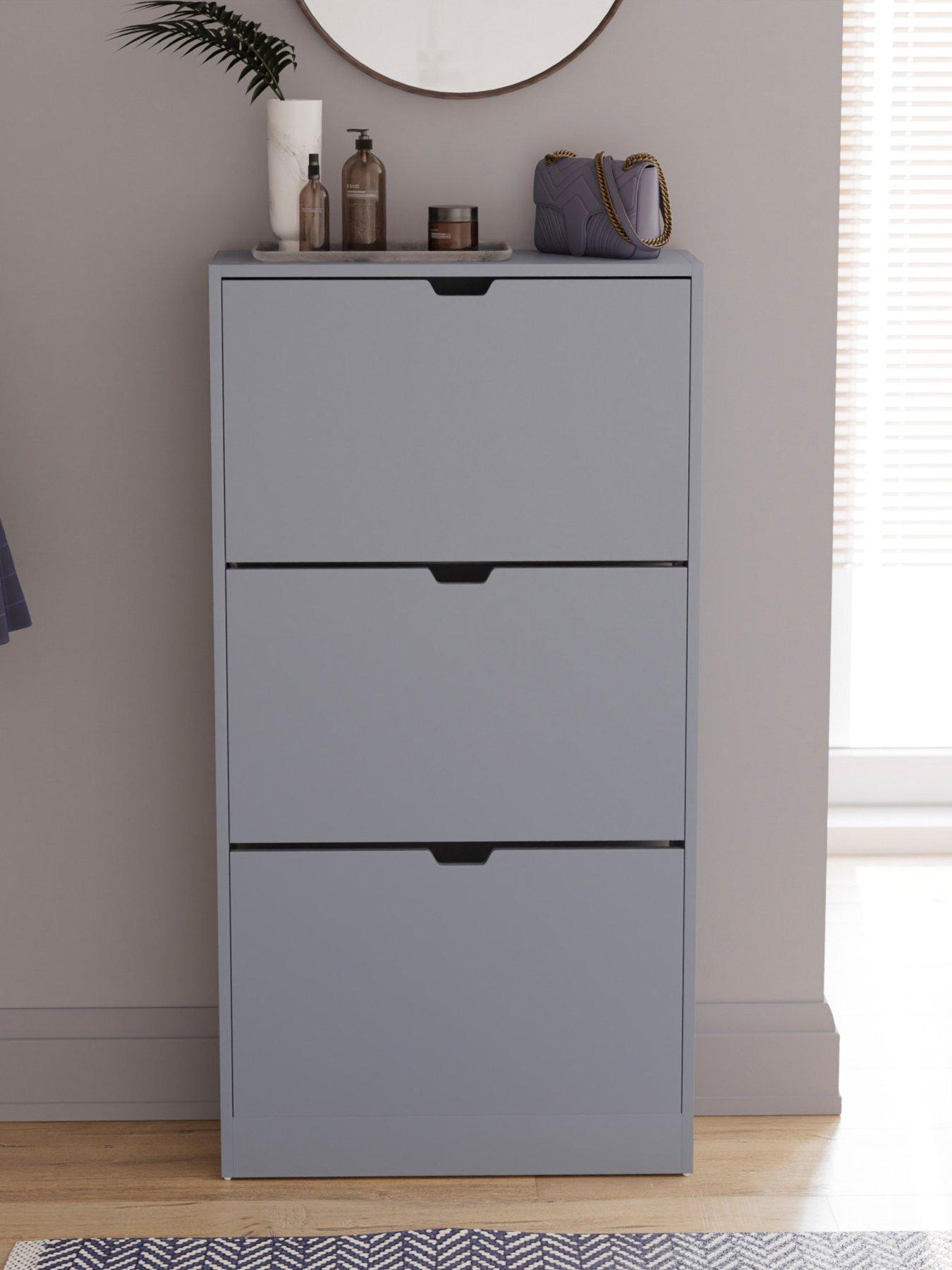  image of vida-designs-covenbsp3-drawer-shoe-cabinet-greynbsp--fscreg-certified