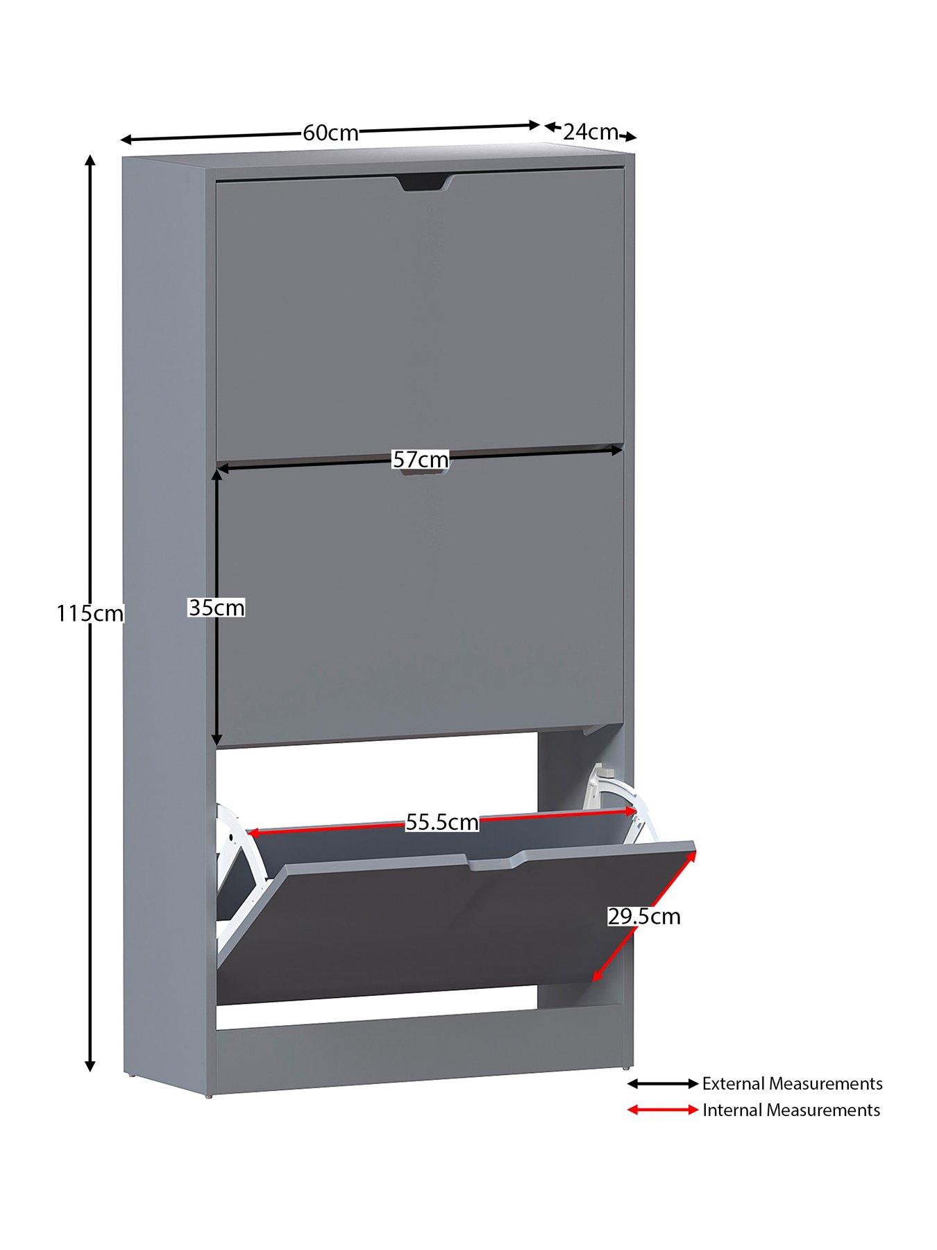 Image 7 of 7 of Vida Designs Cove&nbsp;3 Drawer Shoe Cabinet - Grey&nbsp;- FSC&reg; Certified