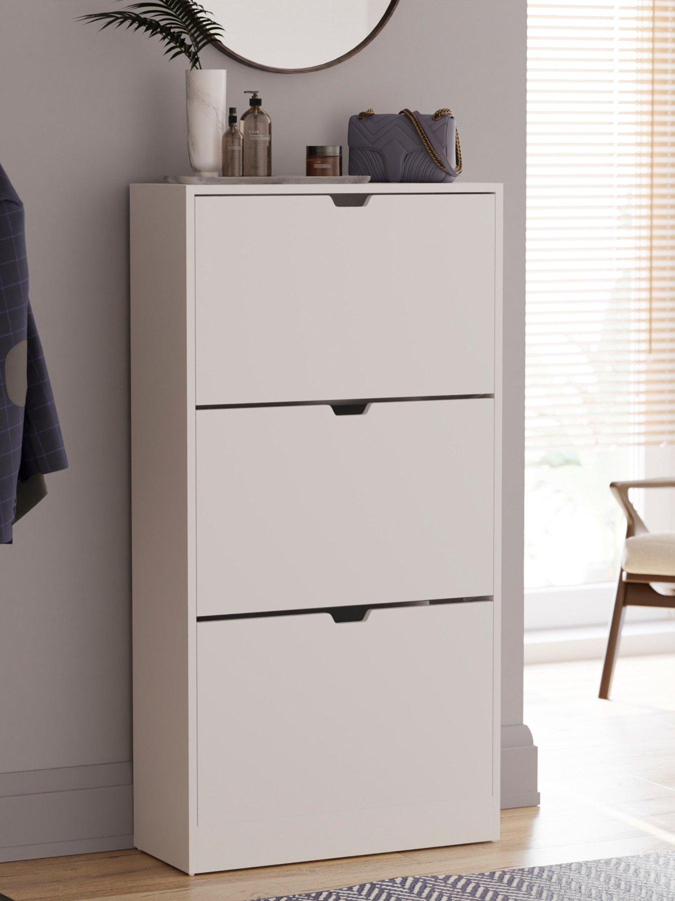 Vida Designs Cove 3 Drawer Shoe Cabinet - White - FSC® Certified