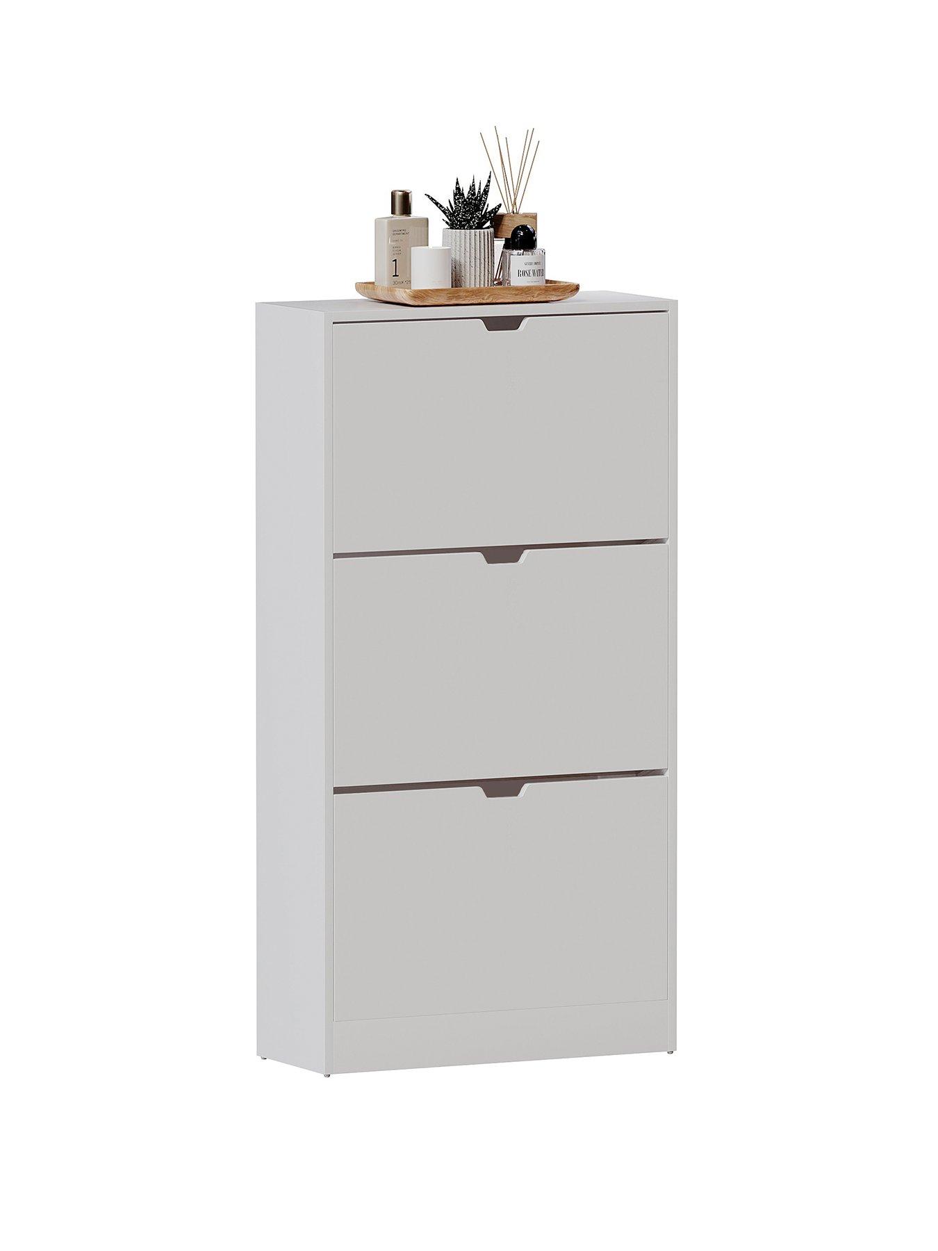 stillFront image of vida-designs-covenbsp3-drawer-shoe-cabinet-white-fscreg-certified