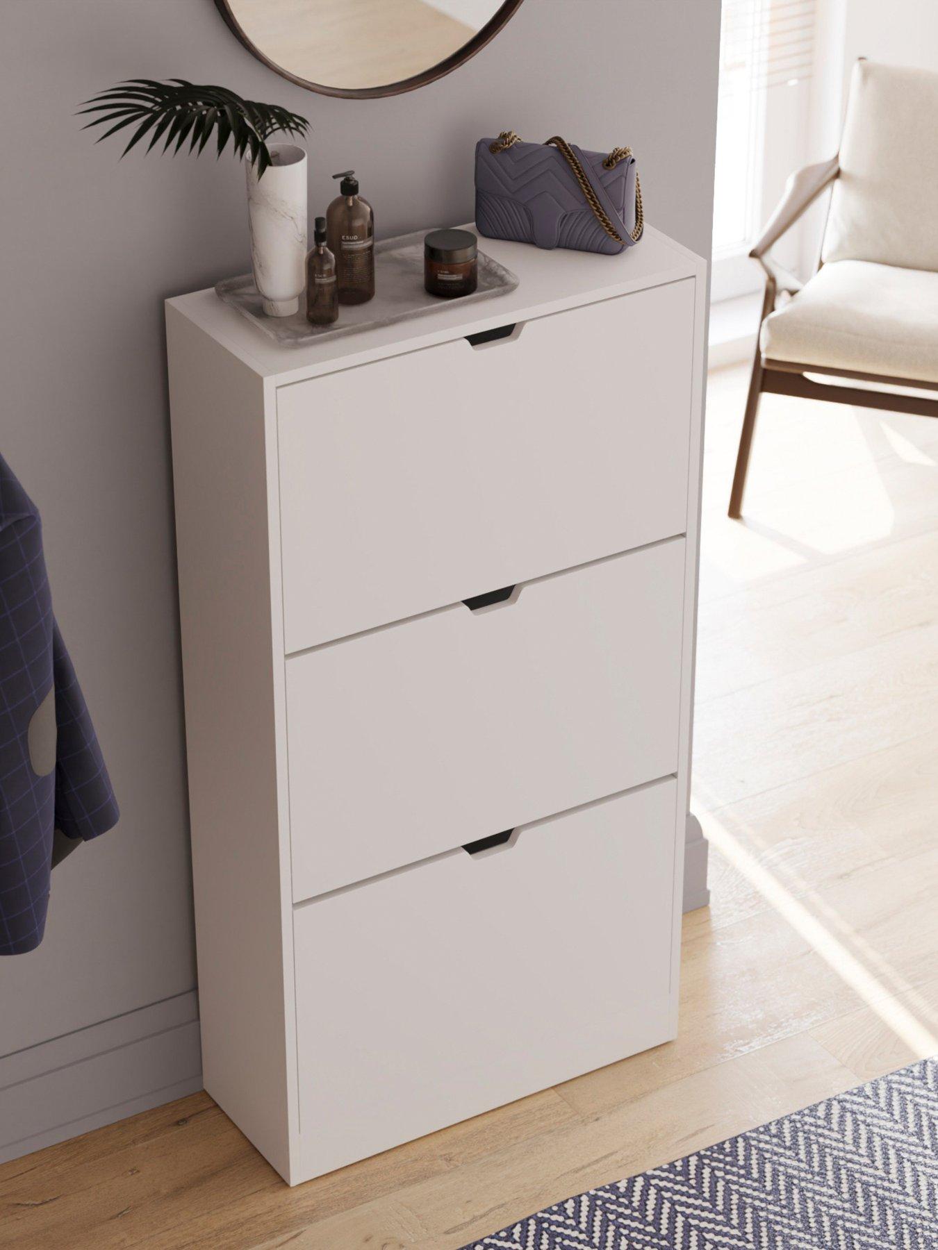  image of vida-designs-covenbsp3-drawer-shoe-cabinet-white-fscreg-certified