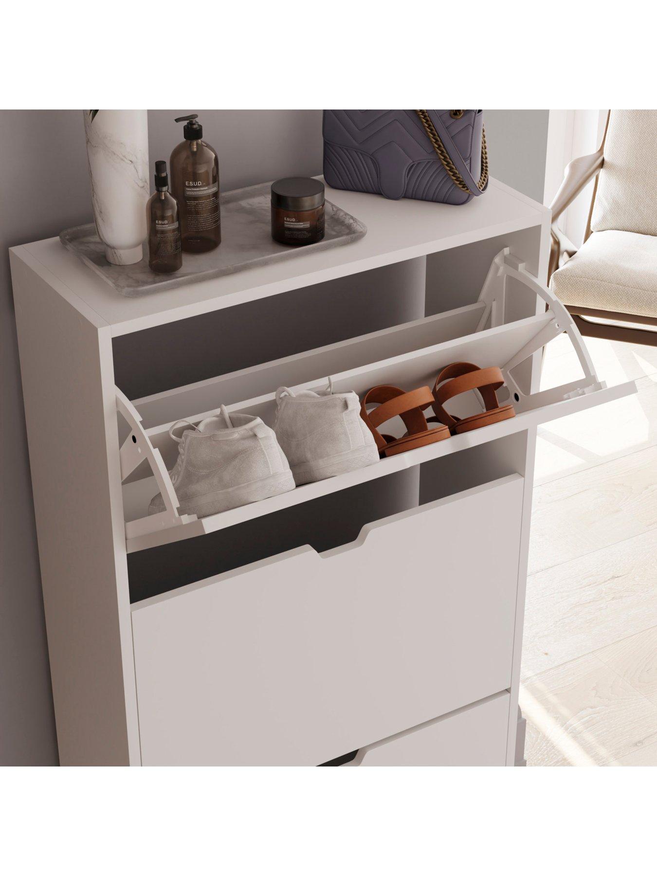  image of vida-designs-covenbsp3-drawer-shoe-cabinet-white-fscreg-certified