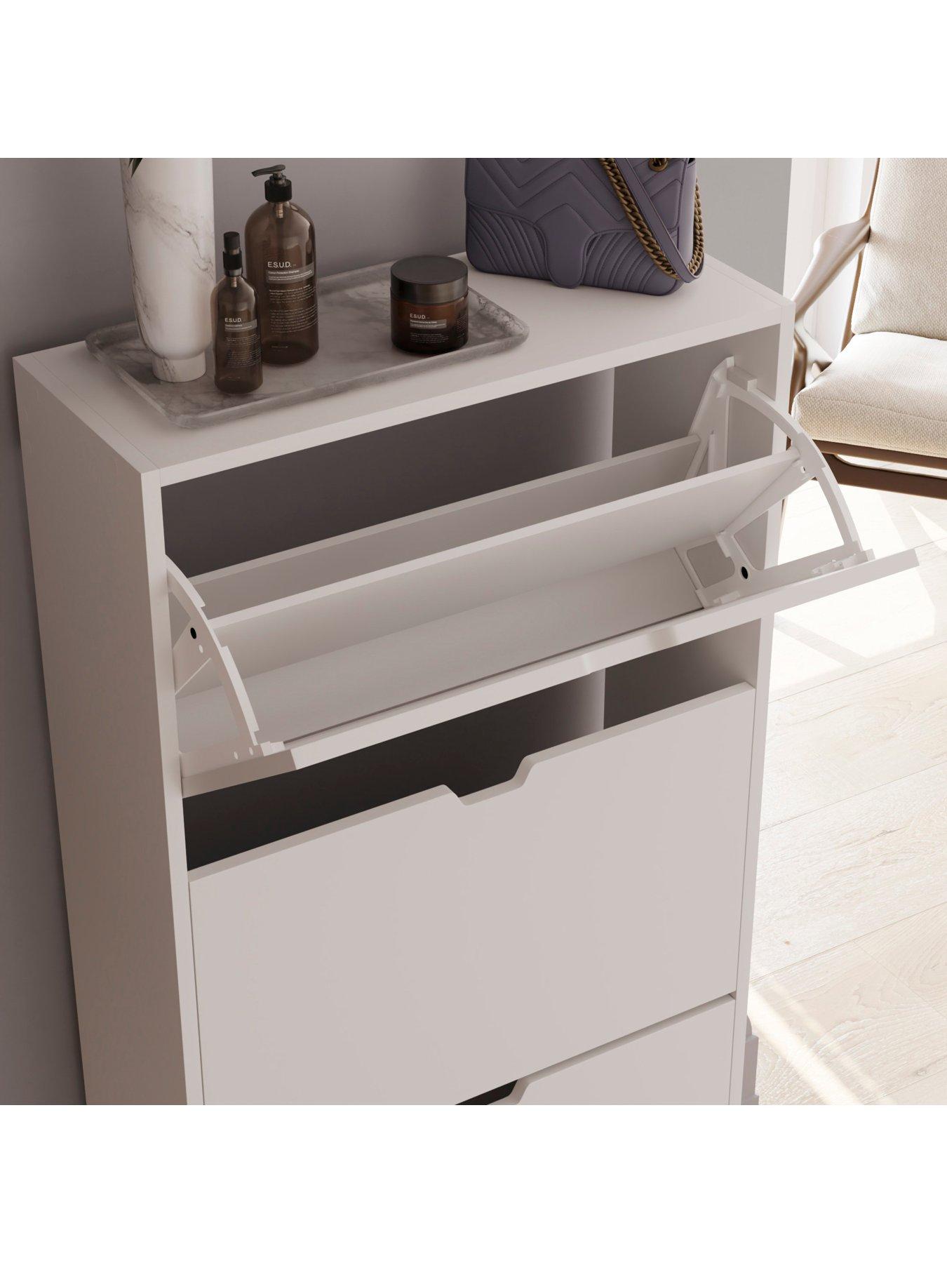  image of vida-designs-covenbsp3-drawer-shoe-cabinet-white-fscreg-certified