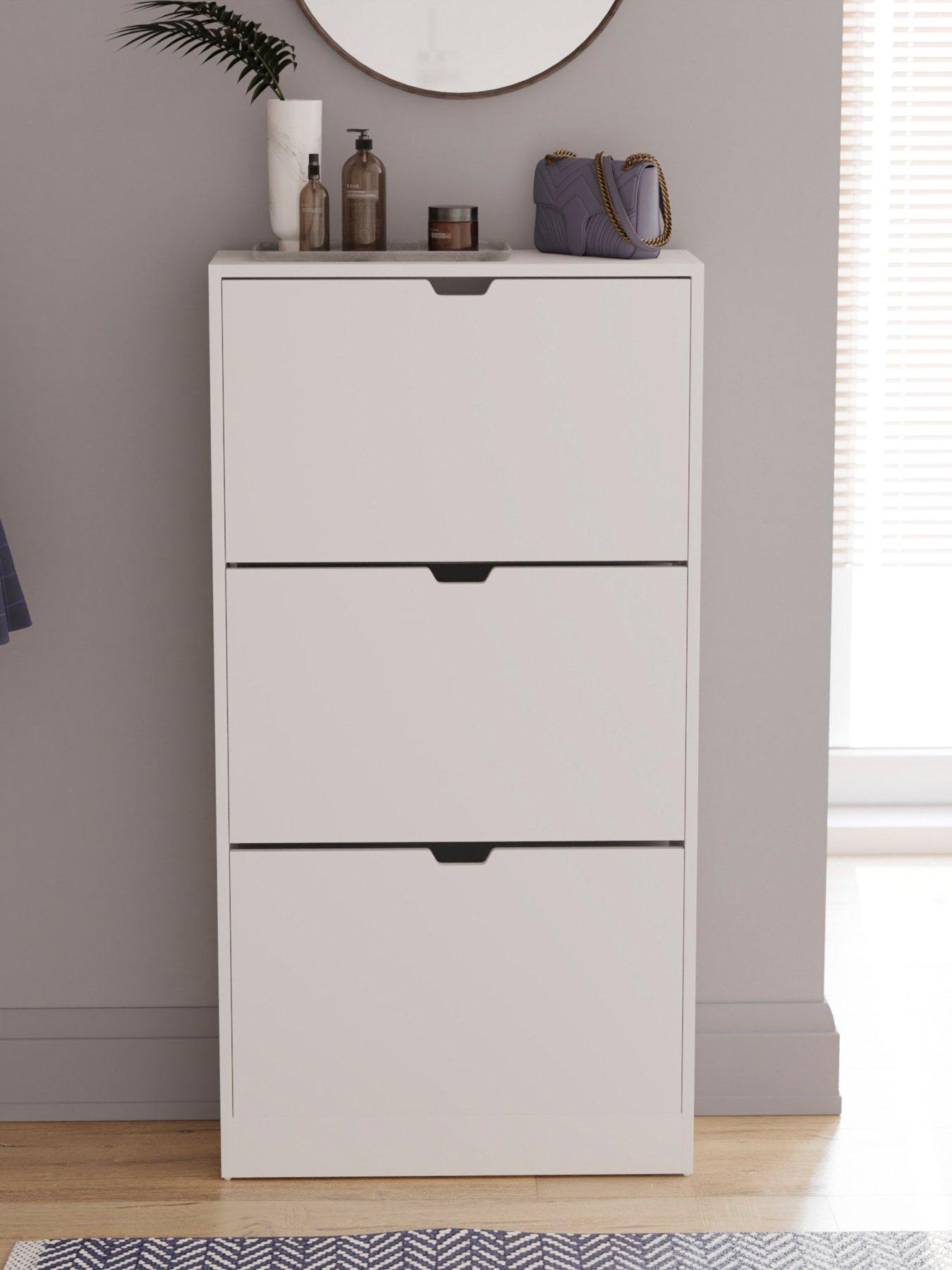  image of vida-designs-covenbsp3-drawer-shoe-cabinet-white-fscreg-certified