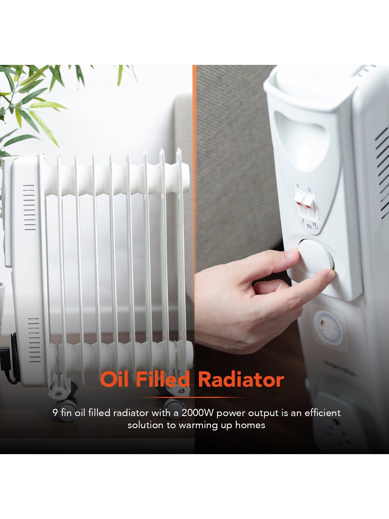  image of warmlite-2000w-9-fin-oil-filled-radiator-with-adjustable-timer-white