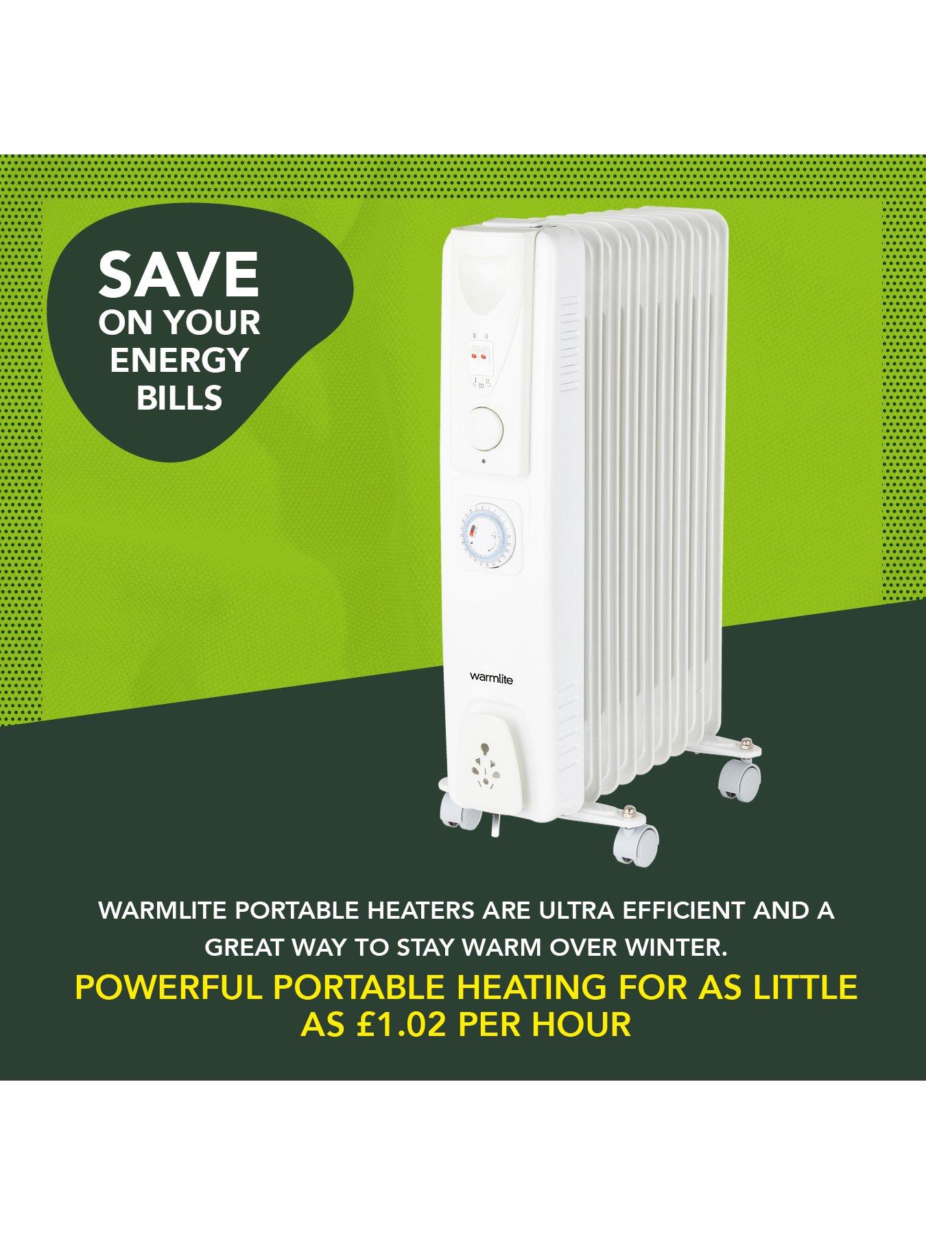  image of warmlite-2000w-9-fin-oil-filled-radiator-with-adjustable-timer-white