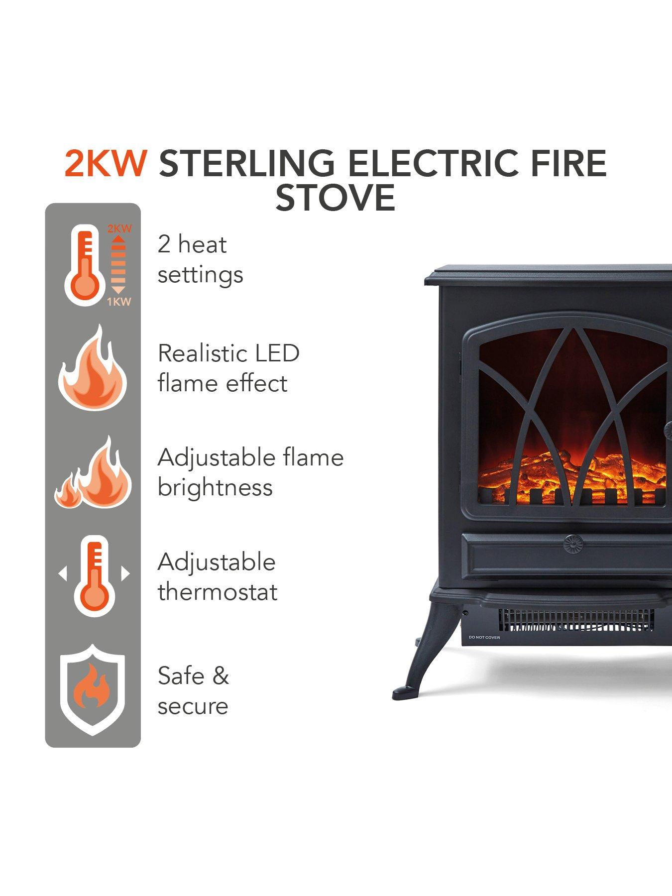  image of warmlite-2kw-sterling-portable-electric-stove-fire-black