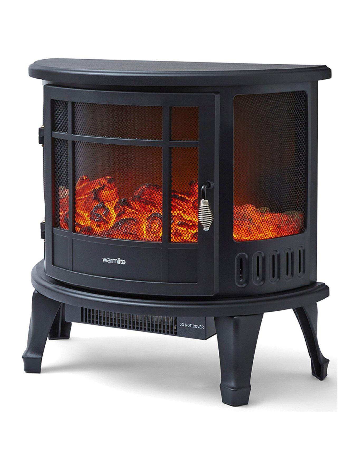 Image 1 of 7 of Warmlite 1.8kW Bath Log Effect Stove Fire - Black
