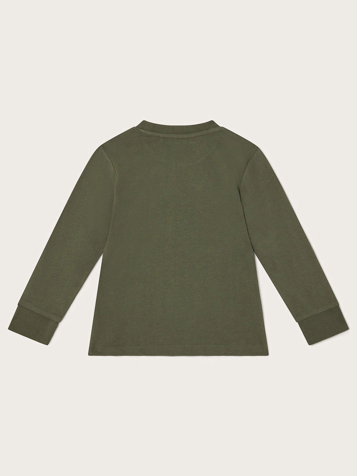 image of monsoon-boys-long-sleeve-crocodile-t-shirt-khaki