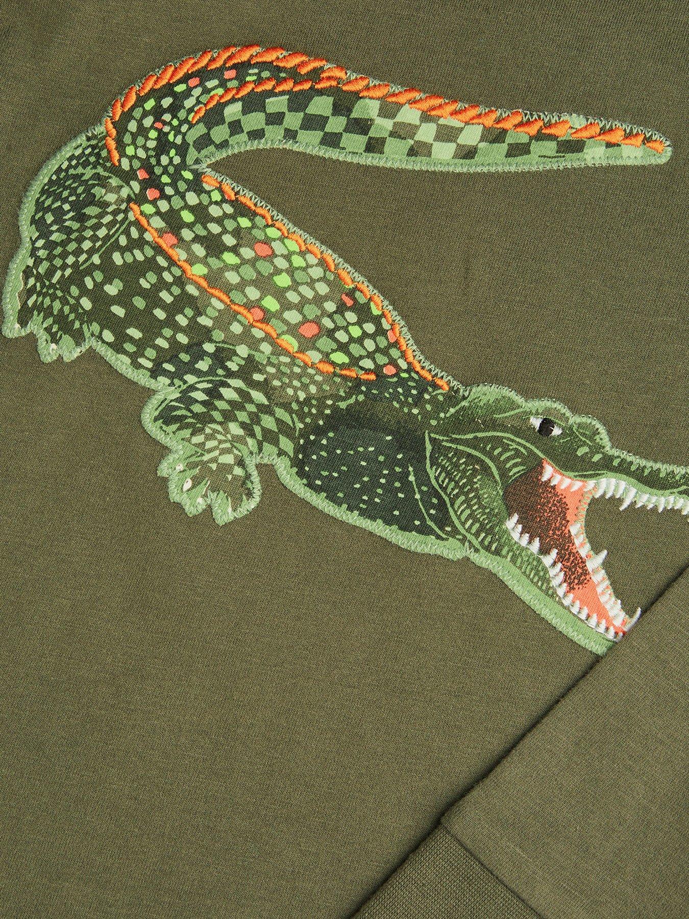  image of monsoon-boys-long-sleeve-crocodile-t-shirt-khaki