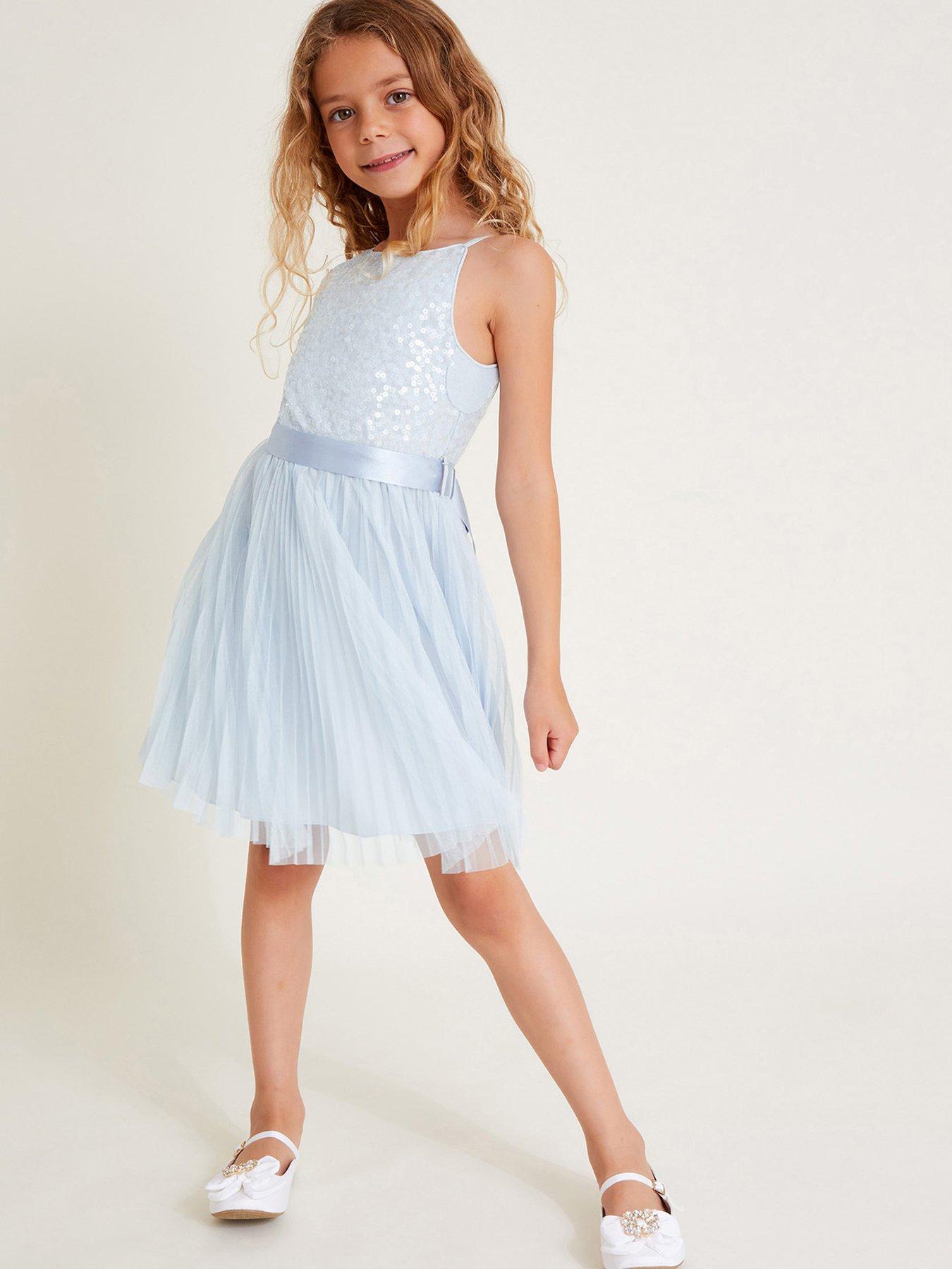 undefined Girls Keita Sequin Plisse Dress - Blue