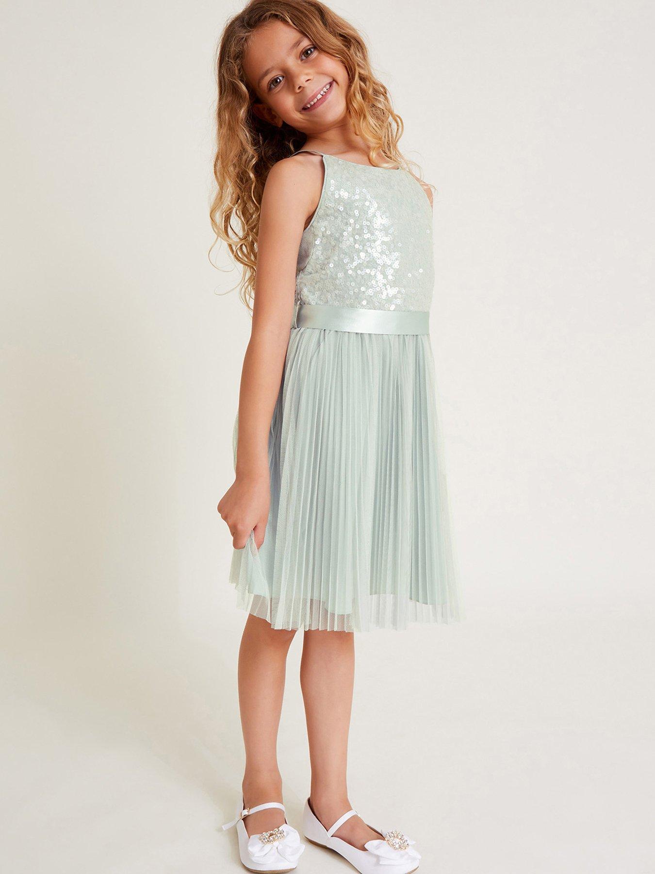  image of monsoon-girls-keita-sequin-plisse-dress-green