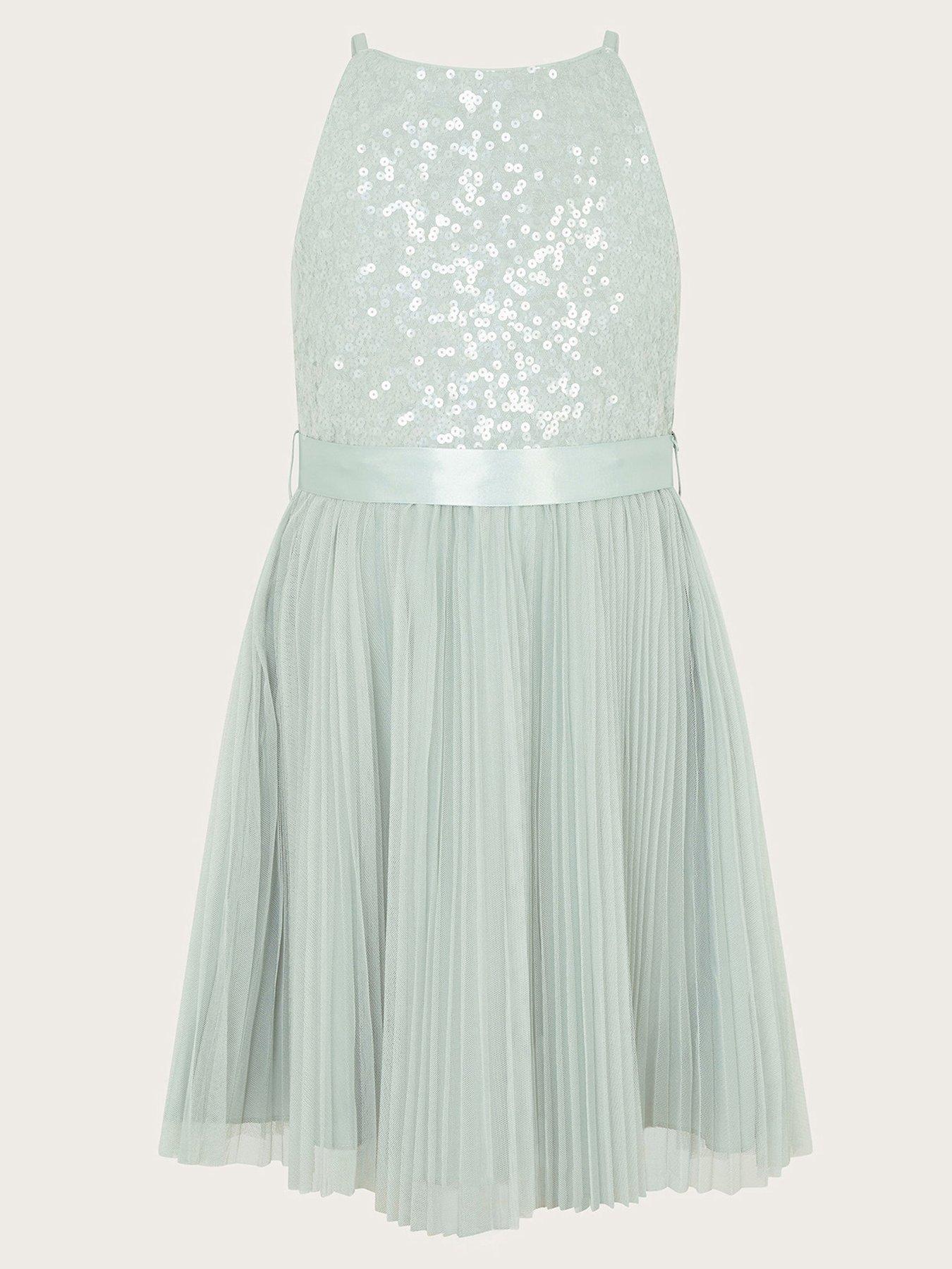  image of monsoon-girls-keita-sequin-plisse-dress-green