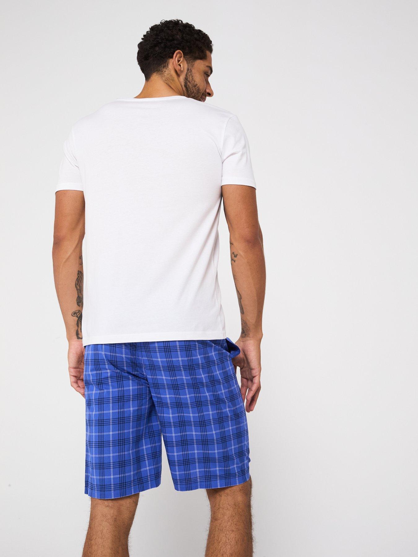  image of tommy-hilfiger-short-sleeve-woven-print-pyjama-set-multi