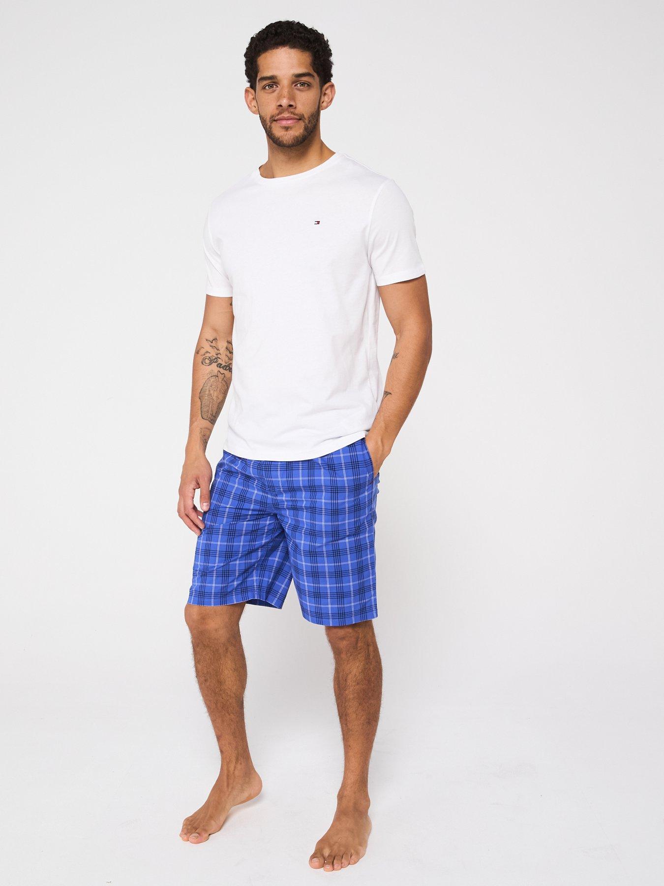  image of tommy-hilfiger-short-sleeve-woven-print-pyjama-set-multi