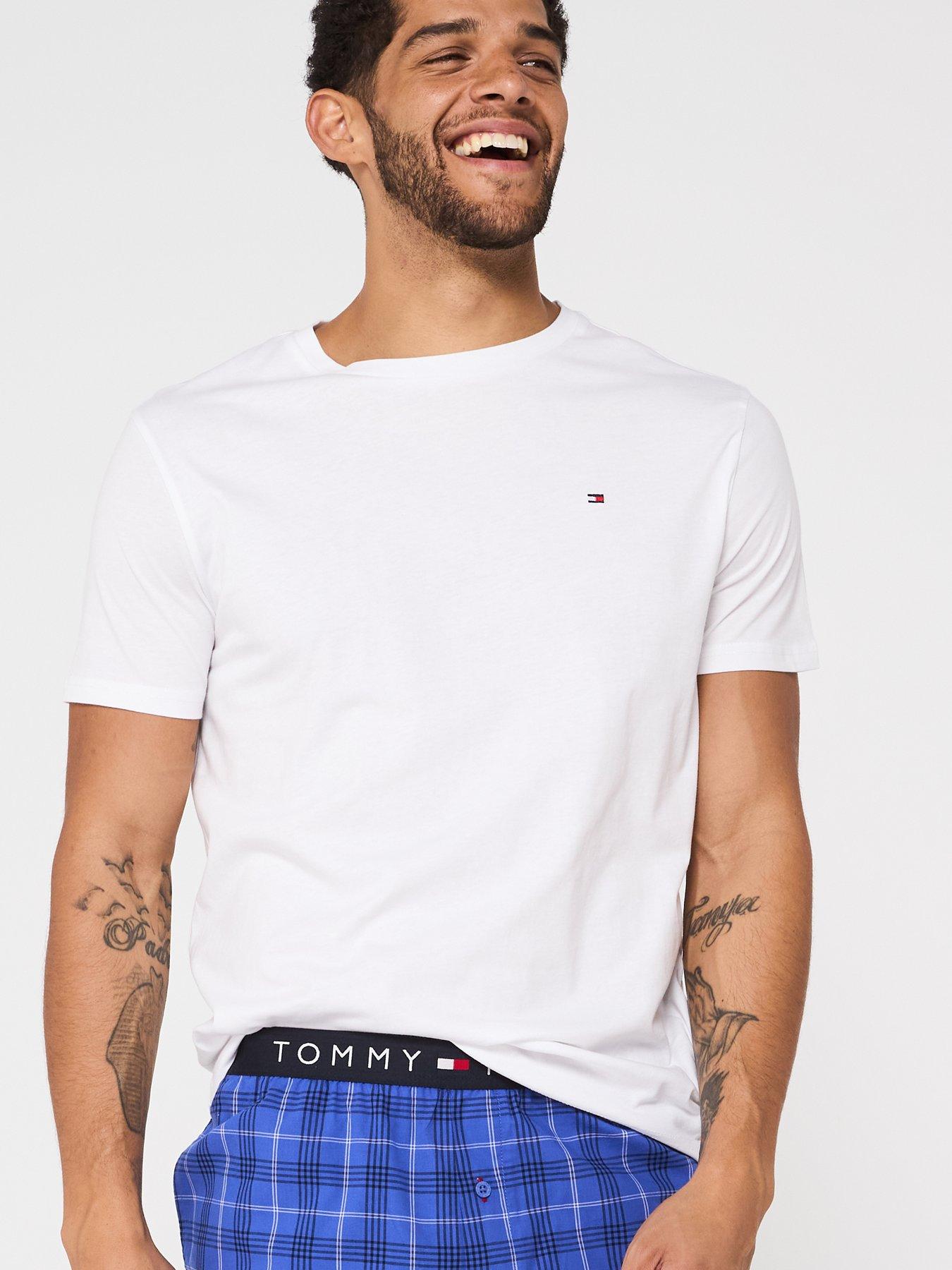  image of tommy-hilfiger-short-sleeve-woven-print-pyjama-set-multi