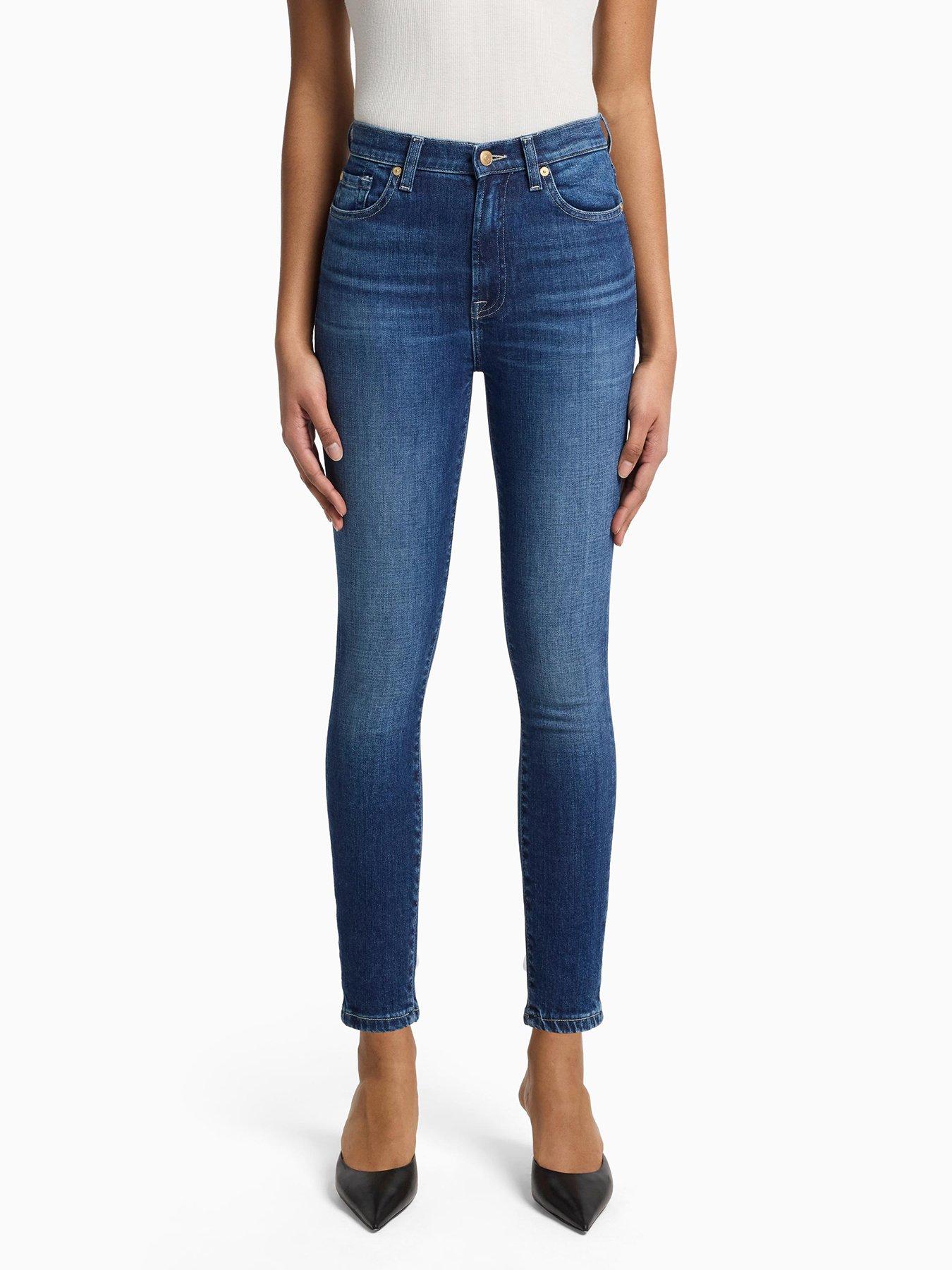 7 FOR ALL MANKIND Ankle Skinny Fit Jeans - Dark Wash
